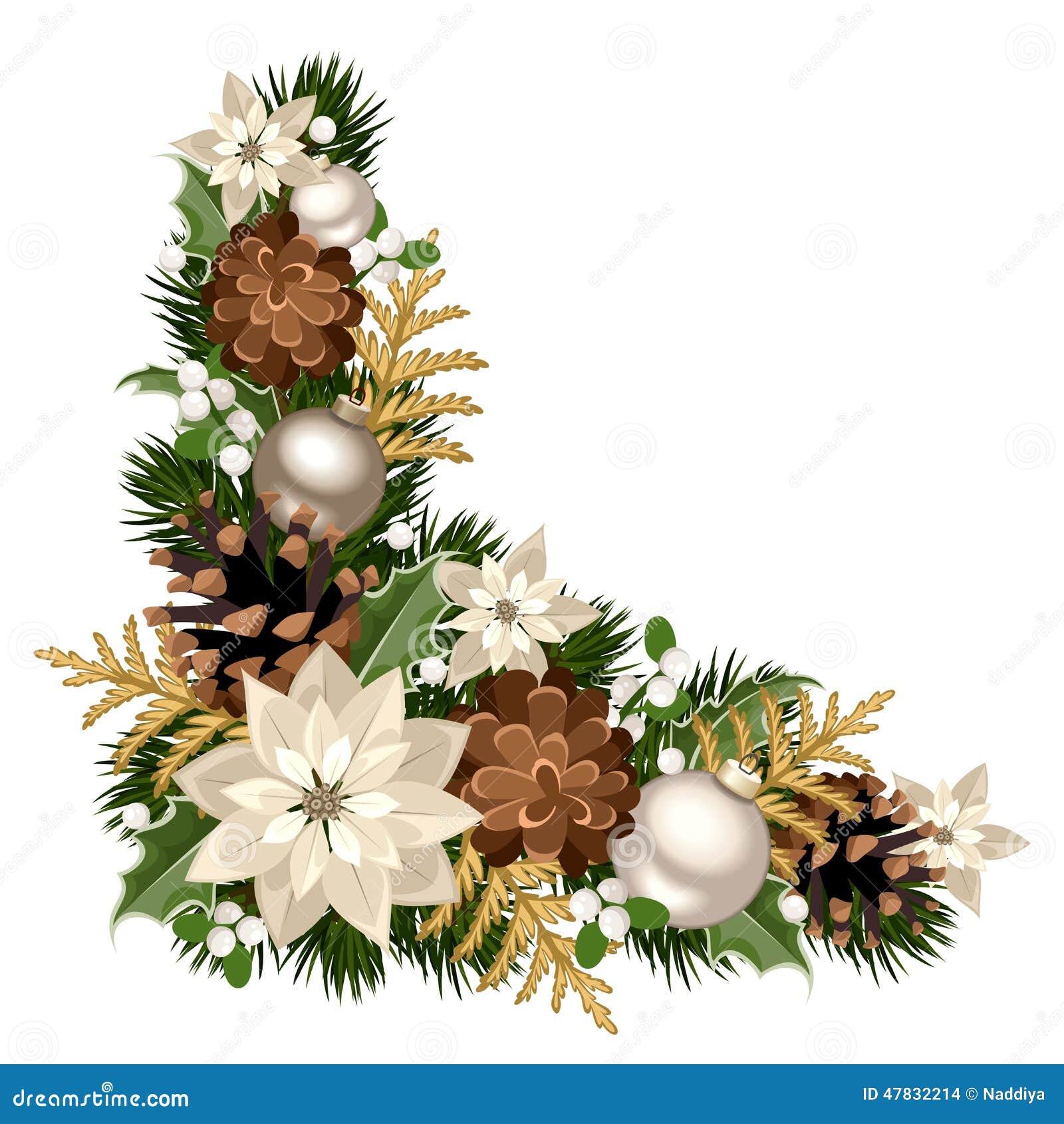 christmas decorative corner vector illustration stock poinsettia flowers for christmas tree