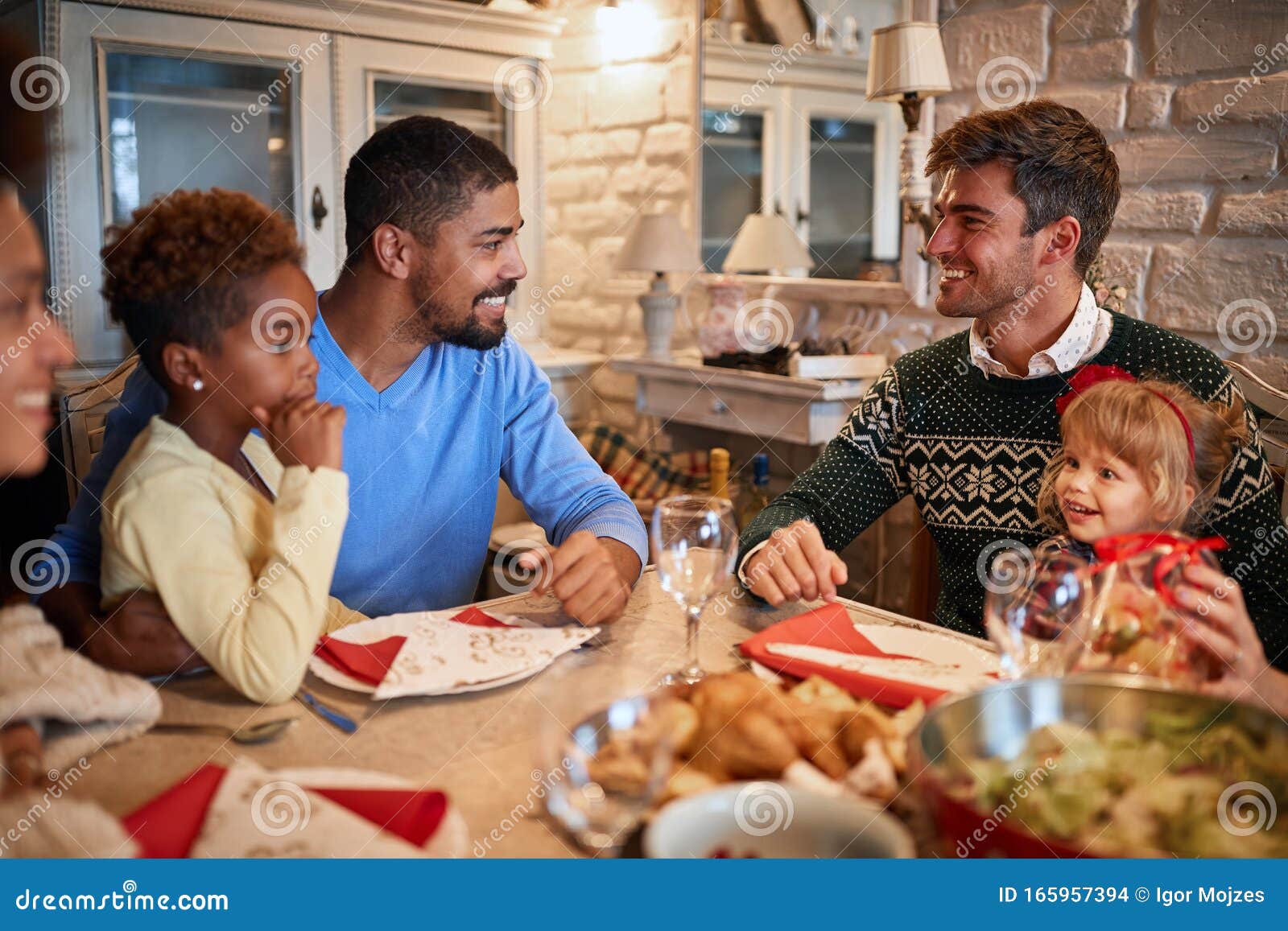 Christmas Dinner, Family Reunion, Friends Stock Photo - Image of