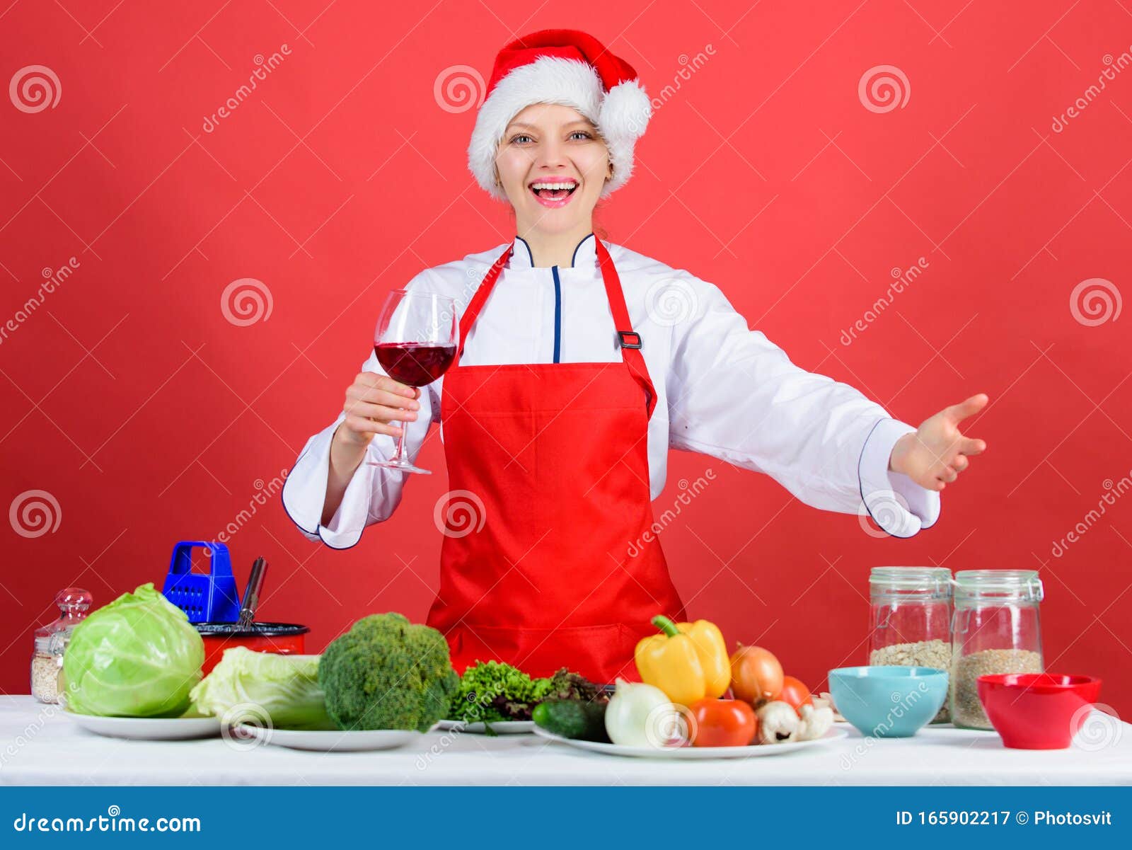 Christmas Dinner Idea. Christmas Menu. Woman Chef or Housewife Cooking ...