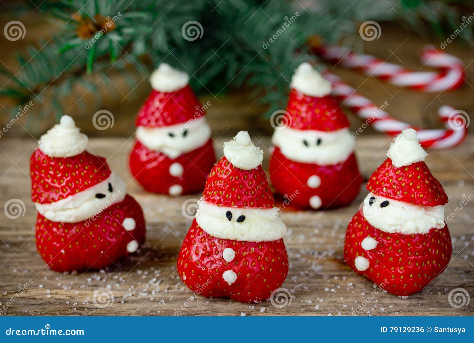 Christmas Dinner Party Ideas For Kids Strawberry Santa Recipe Stock Photo Image Of Christmas Funny 79129236