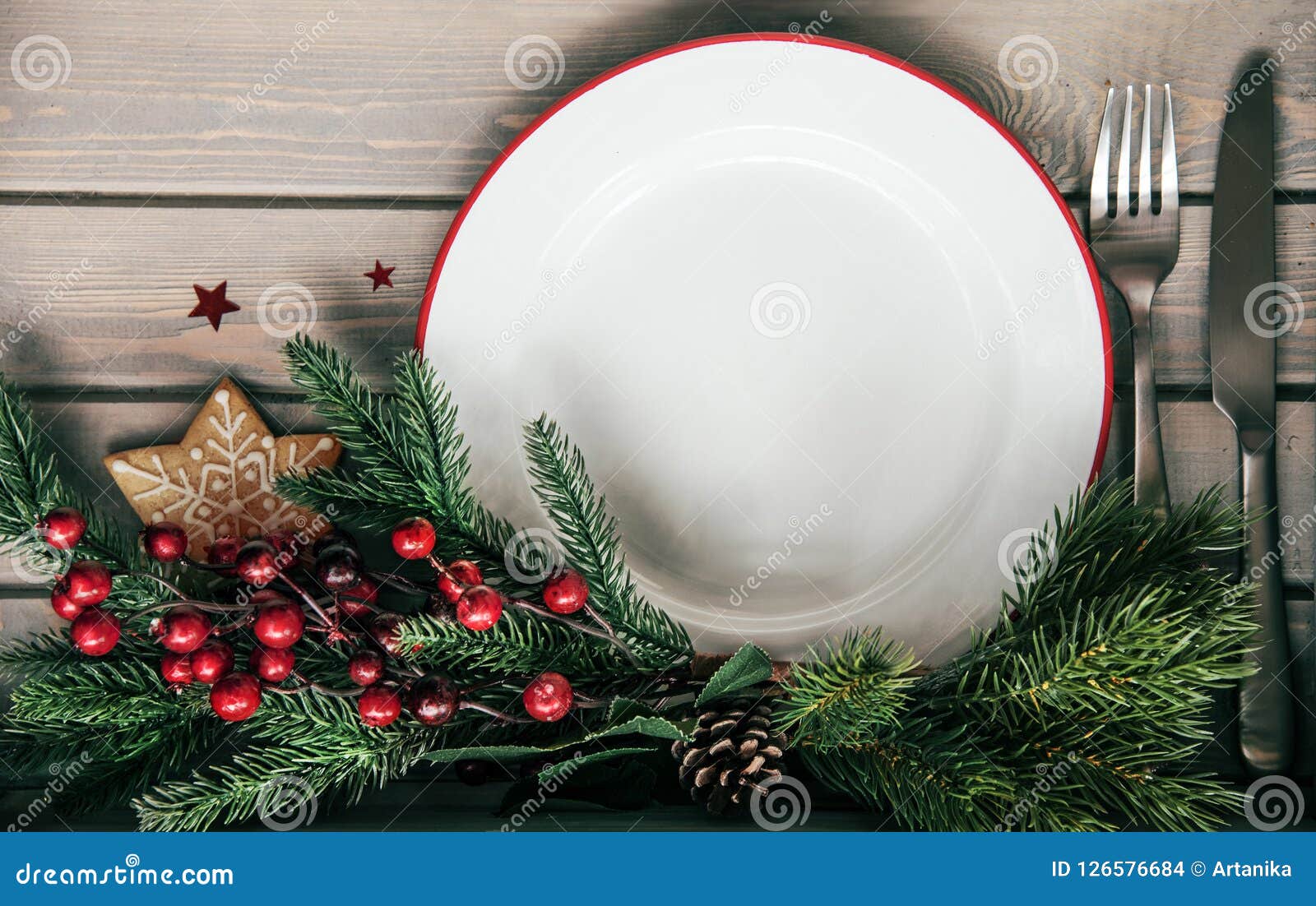 Christmas dinner plate stock photo. Image of empty, festive - 126576684