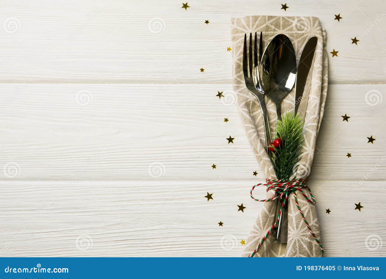 Christmas Dinner Table Place Setting, Festive Background Stock Image ...