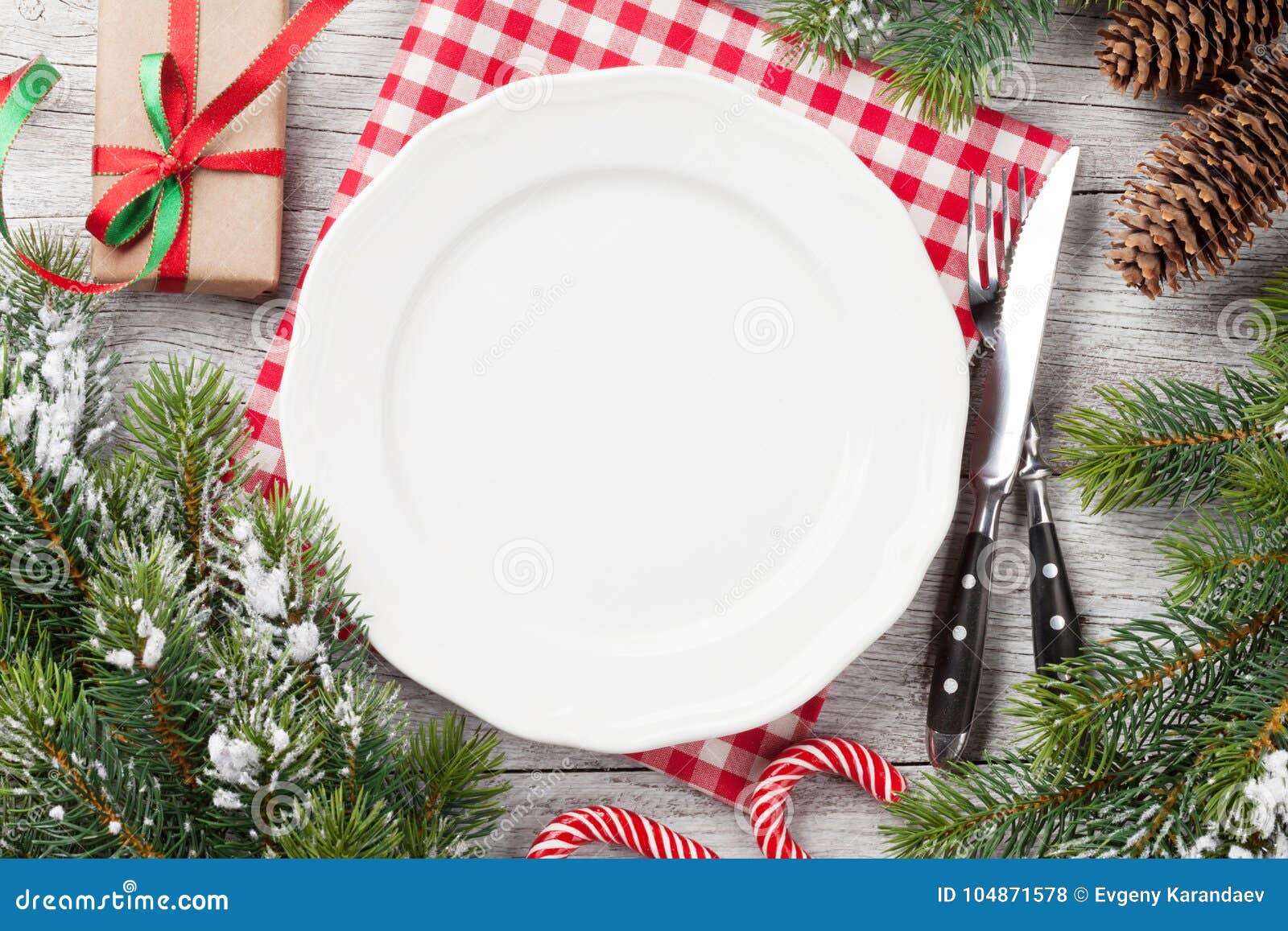 Christmas Dinner Table Setting Stock Photo - Image of holiday ...