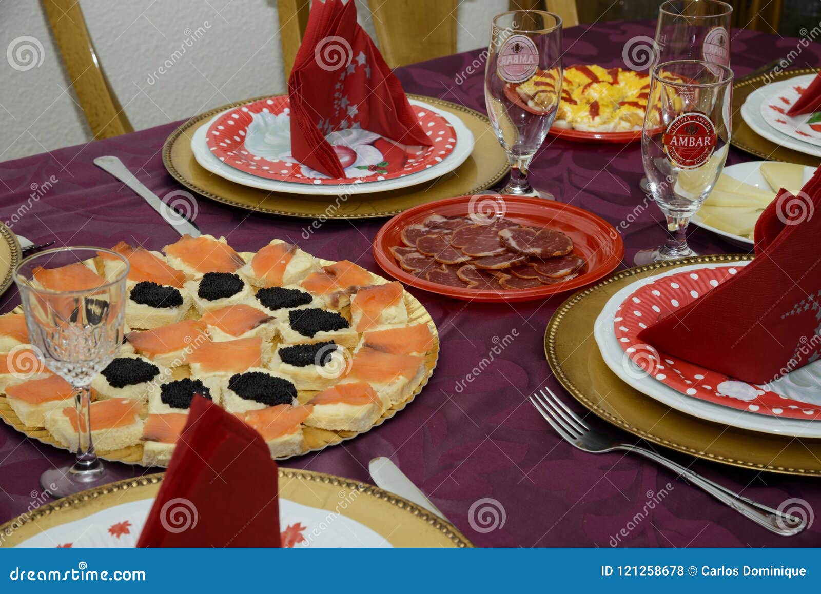 Christmas Dinner Table Typical in Spain Stock Photo - Image of room