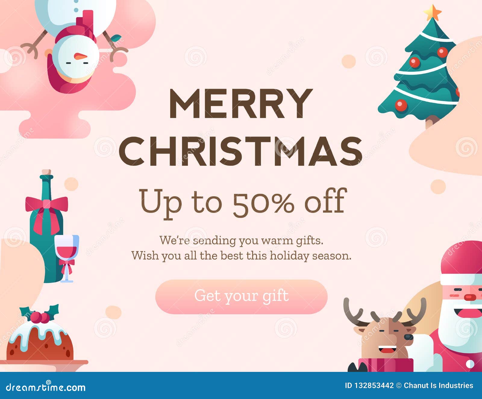 Christmas Discount Graphic Template Mockup Stock Vector Illustration