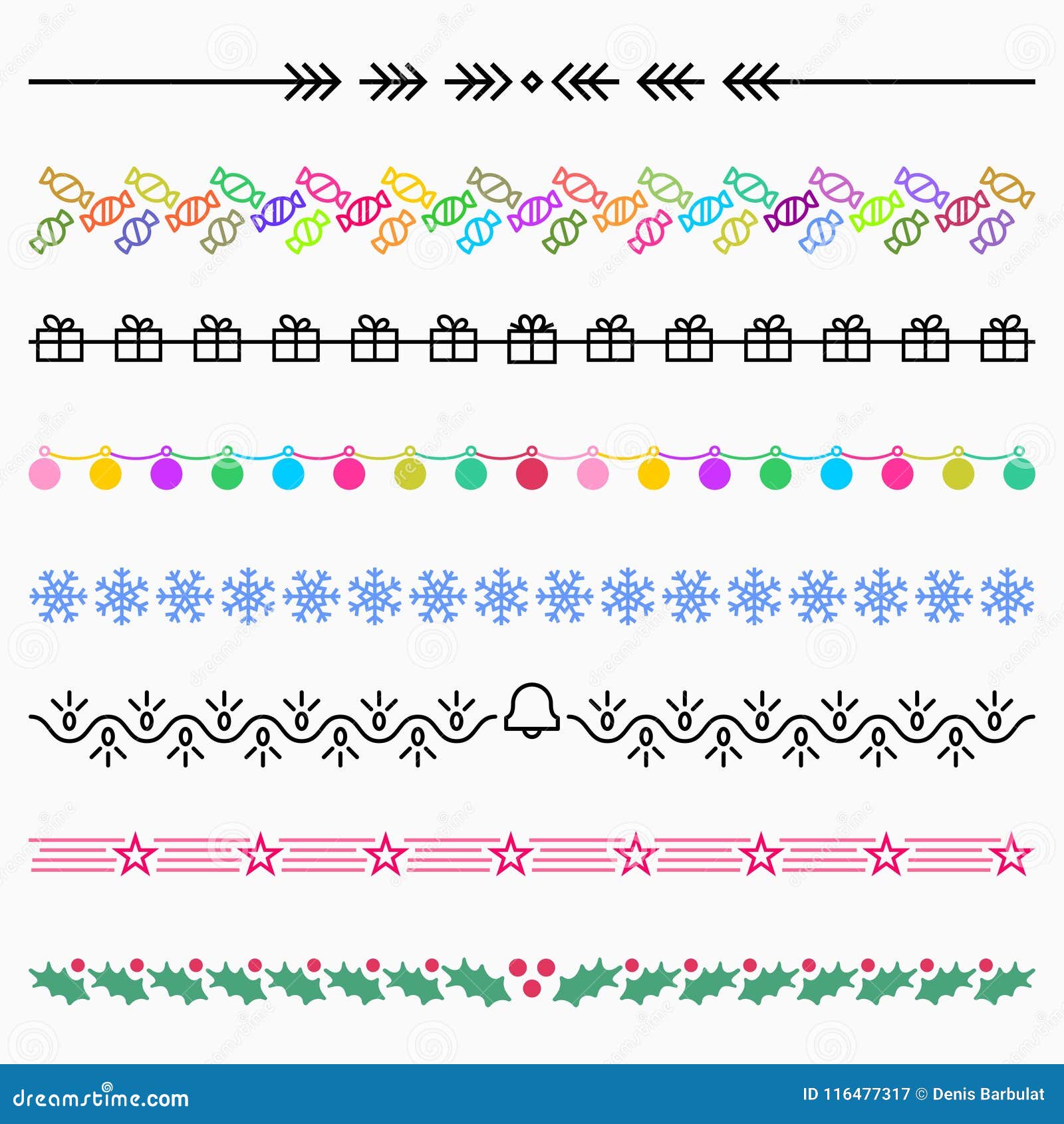 Christmas Dividers Set [3] Vector Illustration