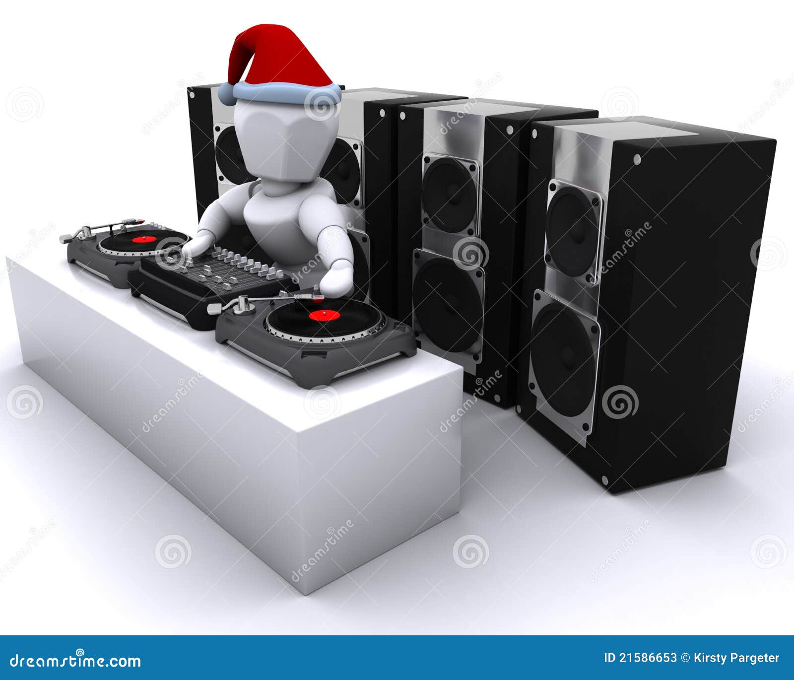 Christmas DJ Mixing Records on Turntables Stock Illustration