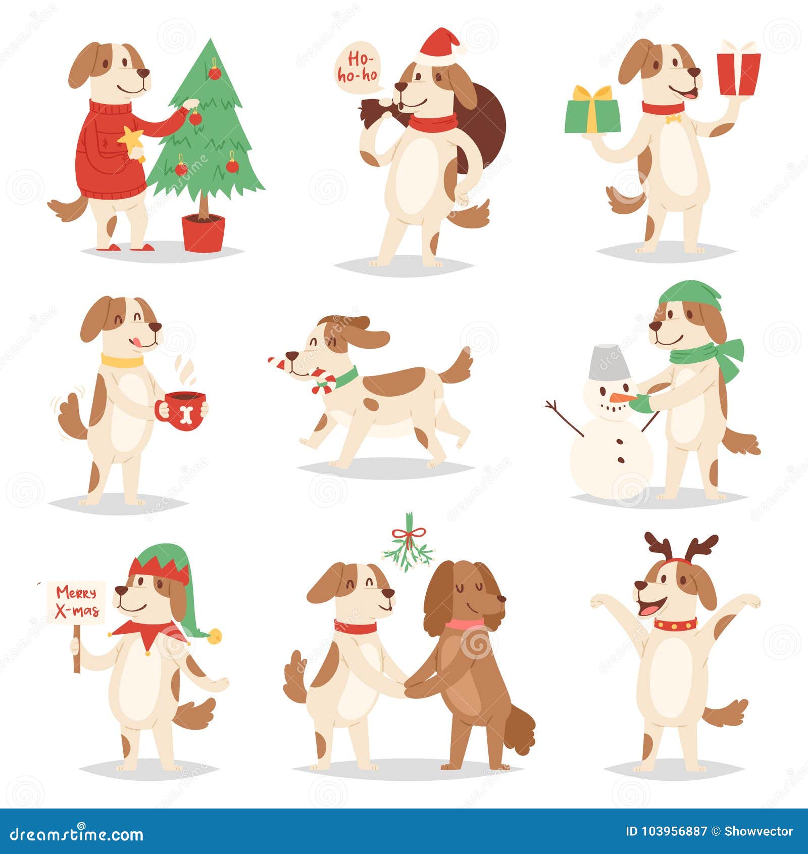 cute christmas dog cartoon