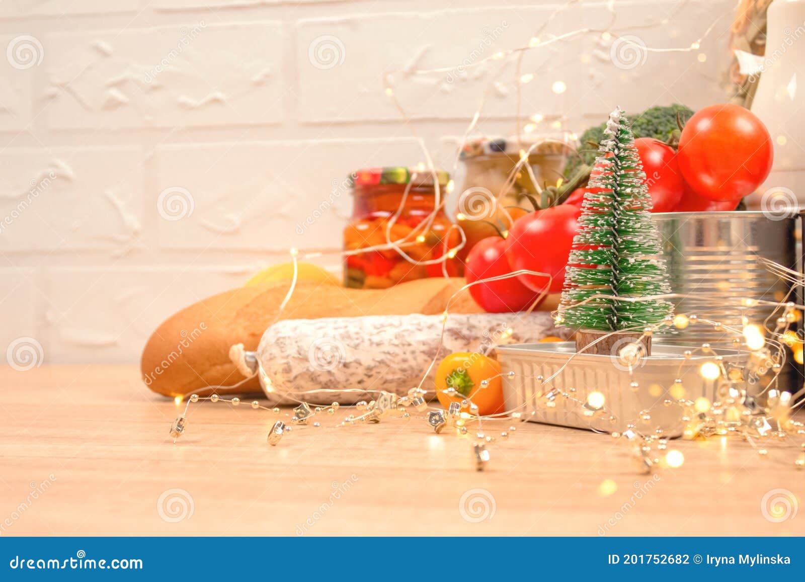 Christmas Donations - Food Donations on Light Background with ...