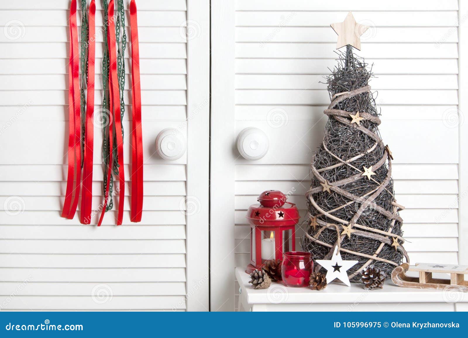 Christmas dream catcher on door background