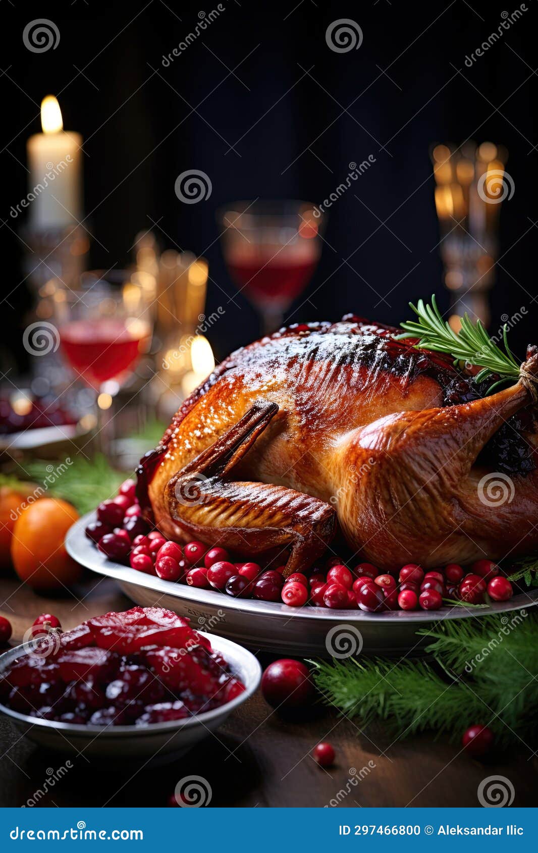 christmas-duck-roast-with-cranberry-sauce-ai-generative-stock