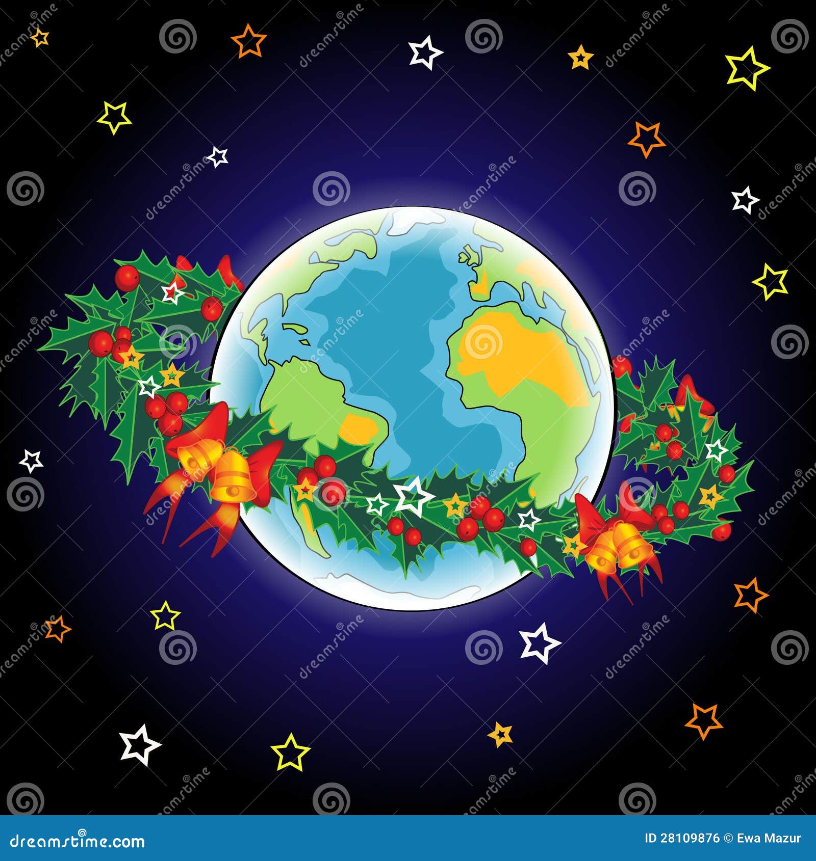 Christmas Earth stock vector. Illustration of belted - 28109876