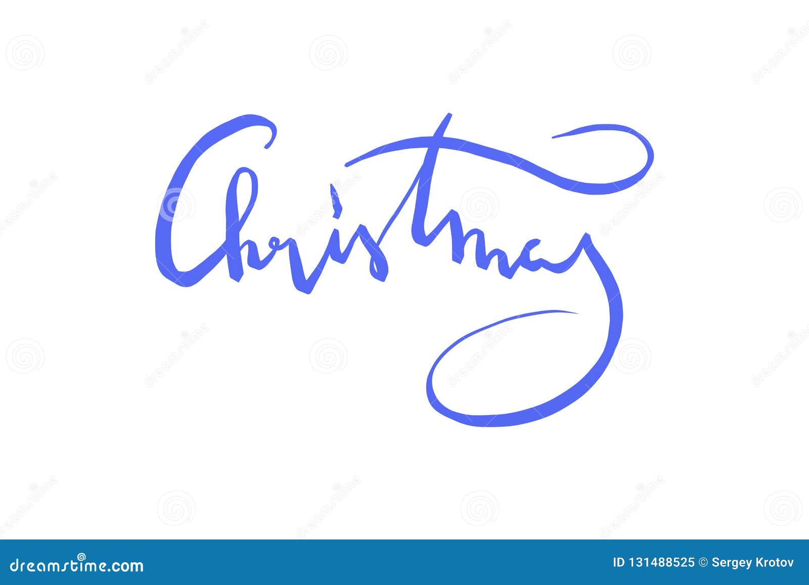 Christmas Elegant Blue Lettering Isolated on White Background Stock