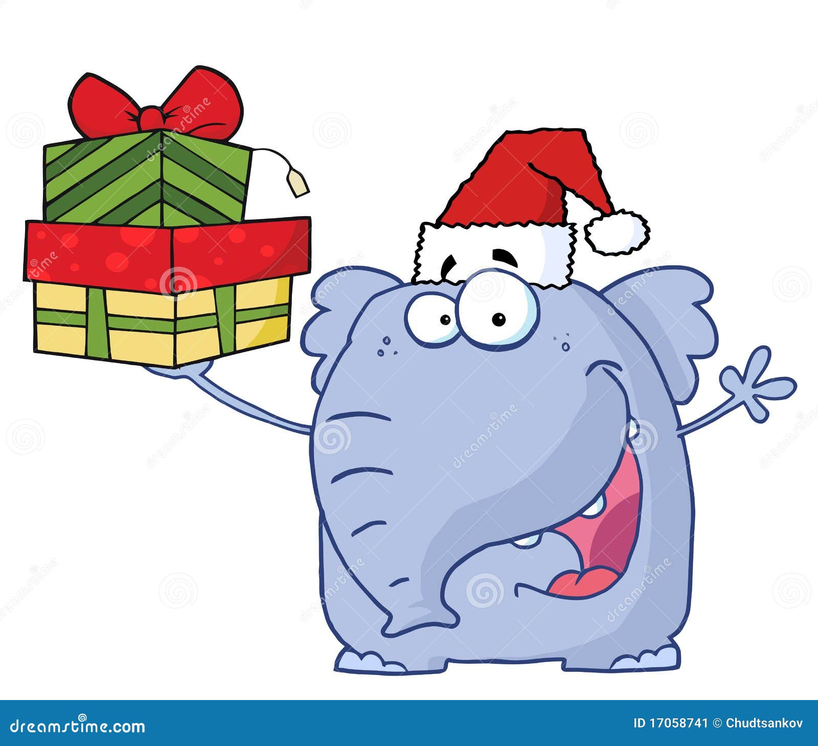 Christmas Elephant Holds Up Gifts Stock Vector ...