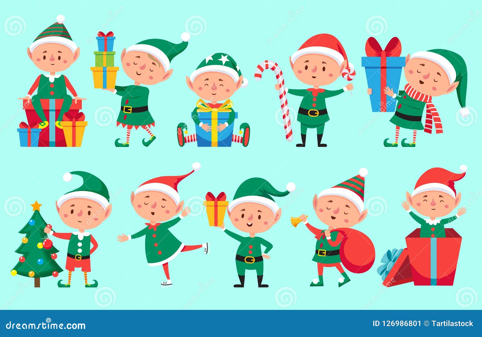 Christmas Elf Character Cute Santa Claus Helpers Elves Funny