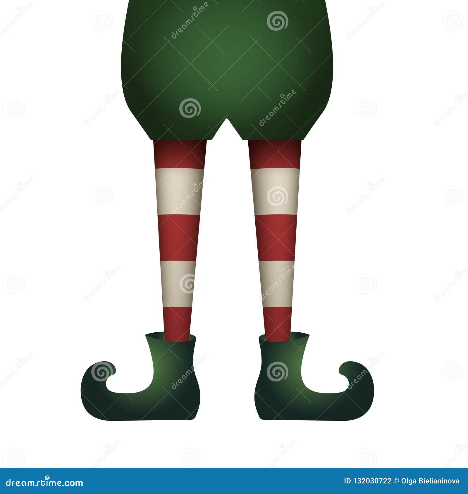 Christmas Elf Legs Isolated on White Background Stock Vector