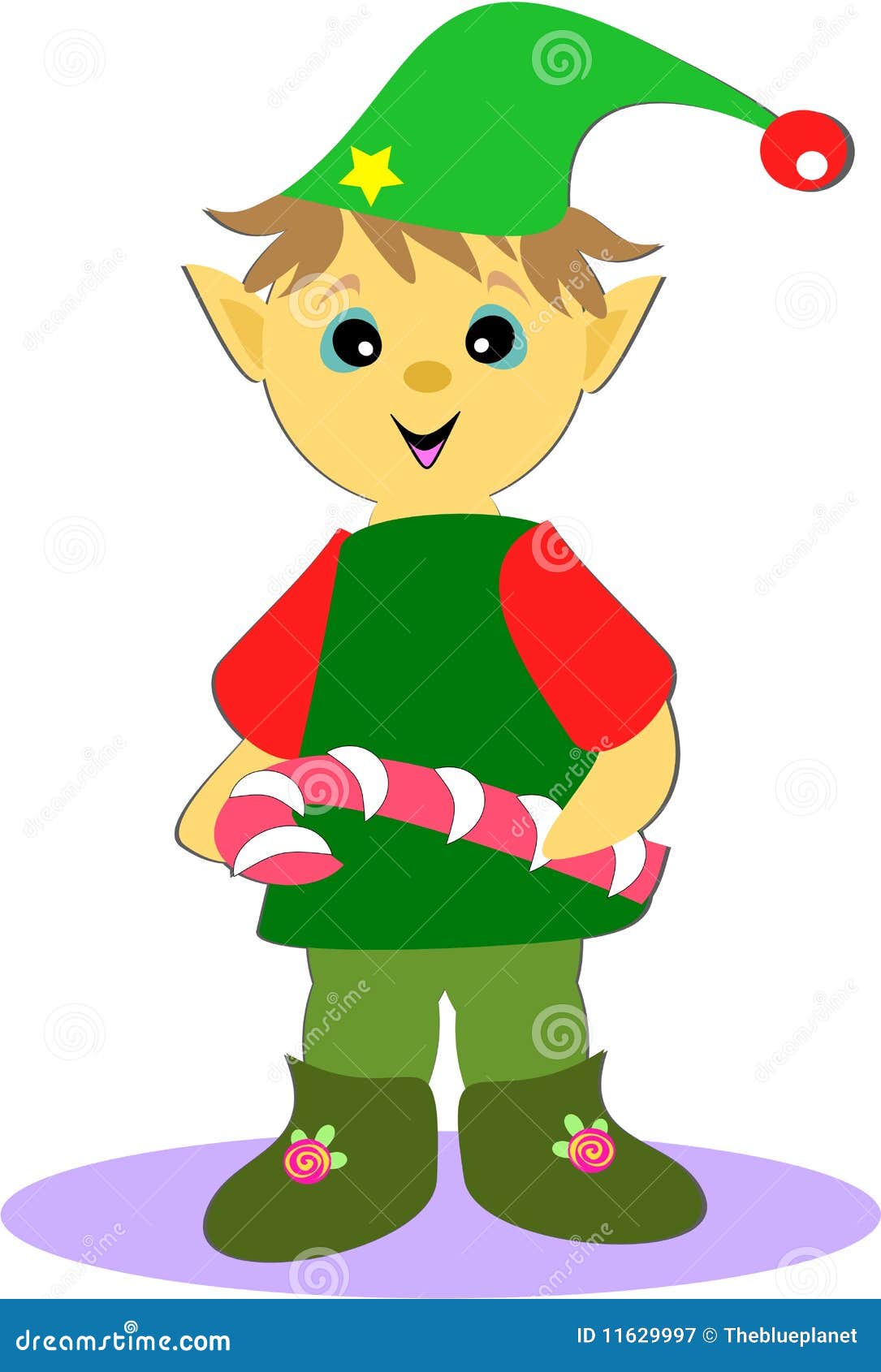 Christmas Elf with Peppermint Stick Stock Vector - Illustration of ...