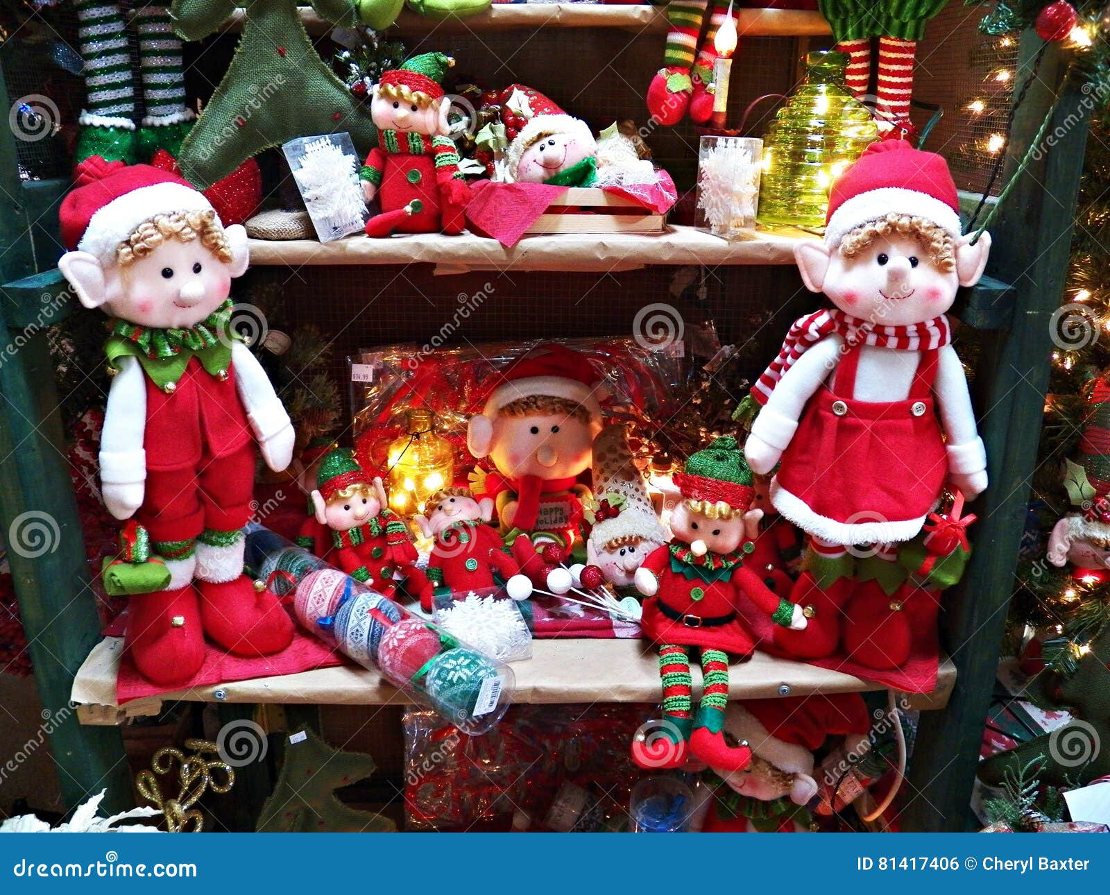 Elves on the shelves! stock photo. Image of elves, hats 81417406