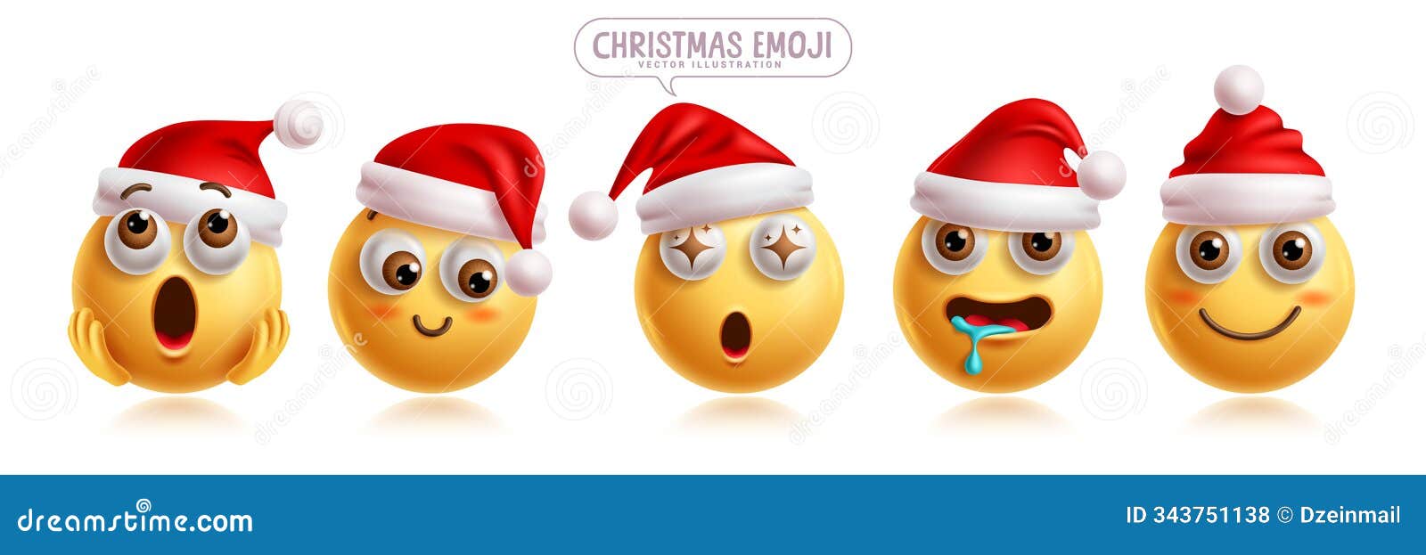 christmas emoji characters  set. emoticons santa claus character in shocked, shy, amazed, lick, silly,