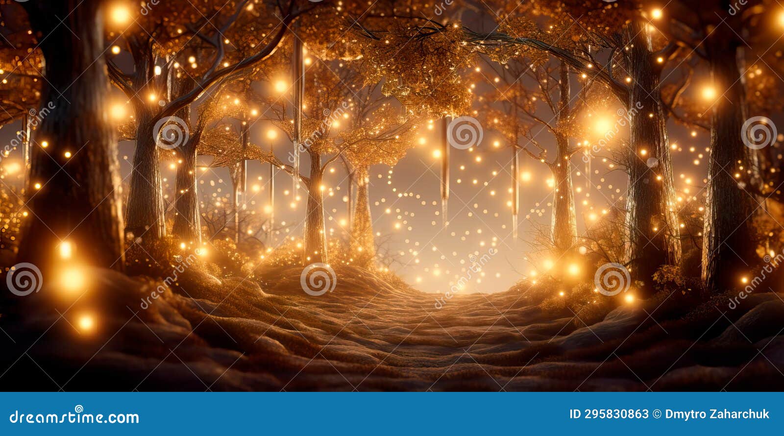 Christmas Eve Night Illuminated by Golden Bokeh Lights, Evoking a Sense of Wonder and 