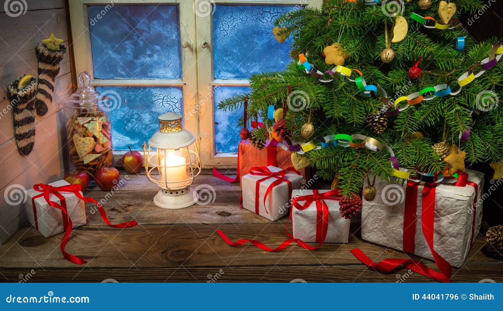 Christmas Eve in Warm and Cozy Rustic Cottage Stock Photo Image of