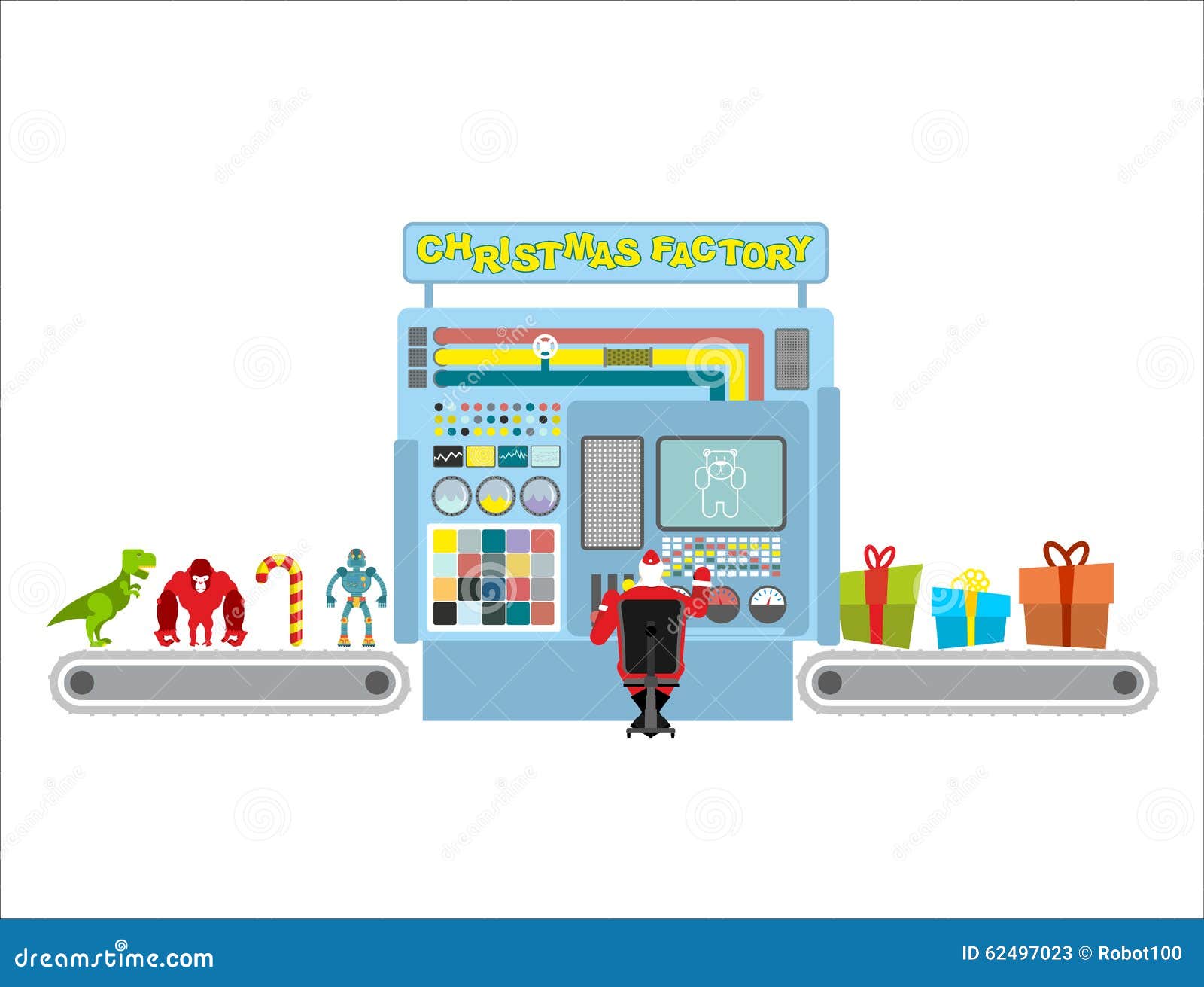 Download Christmas Factory Automatic Line For Production Gifts Guy C Stock Vector