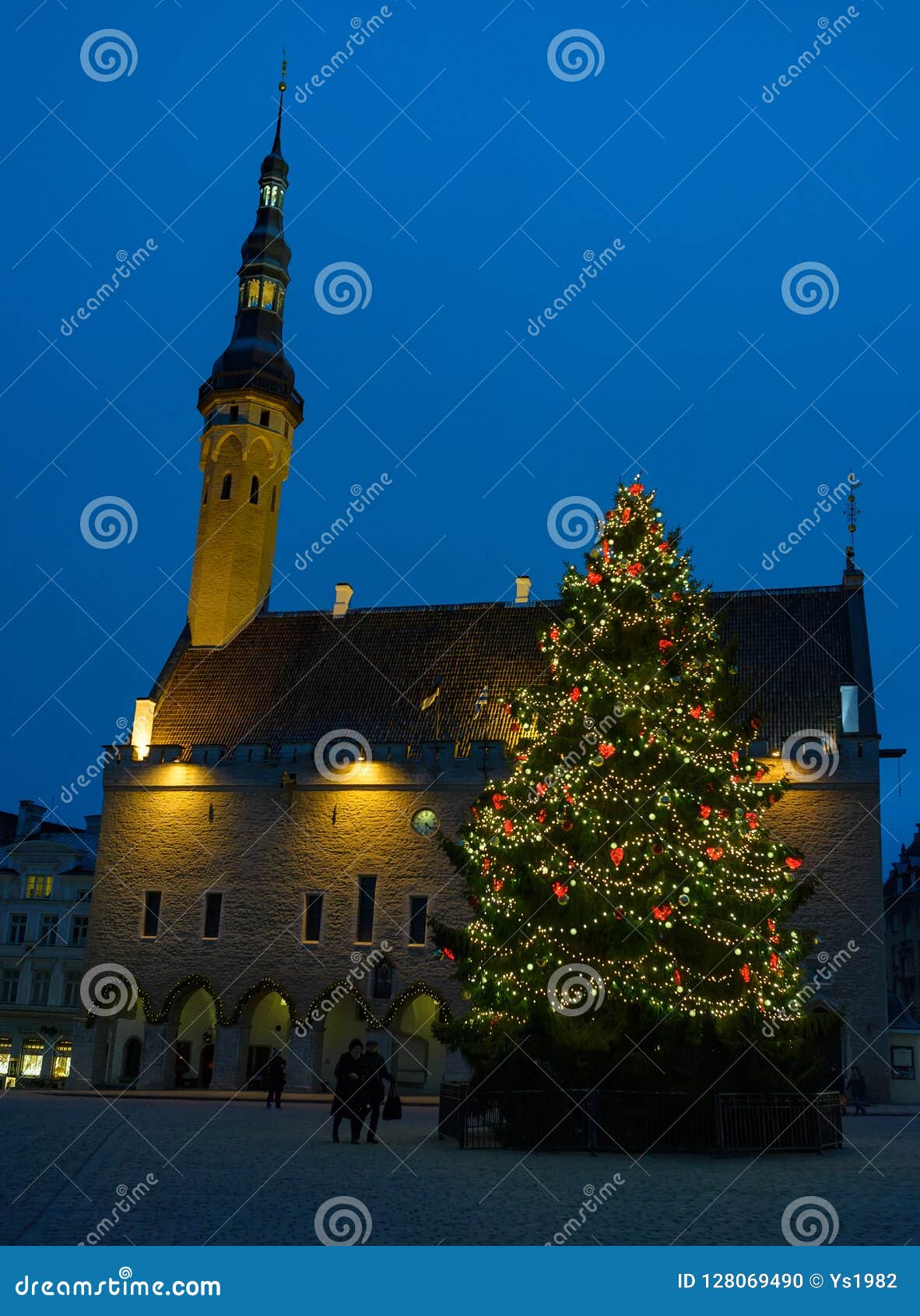 Christmas Fair In Old Tallinn, Christmas Tree On The ...