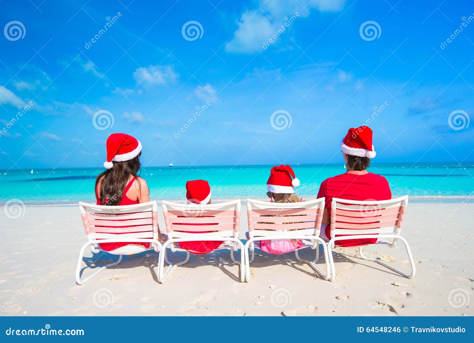 Christmas Family Vacation on White Beach Stock Photo Image of Christmas Family Vacation