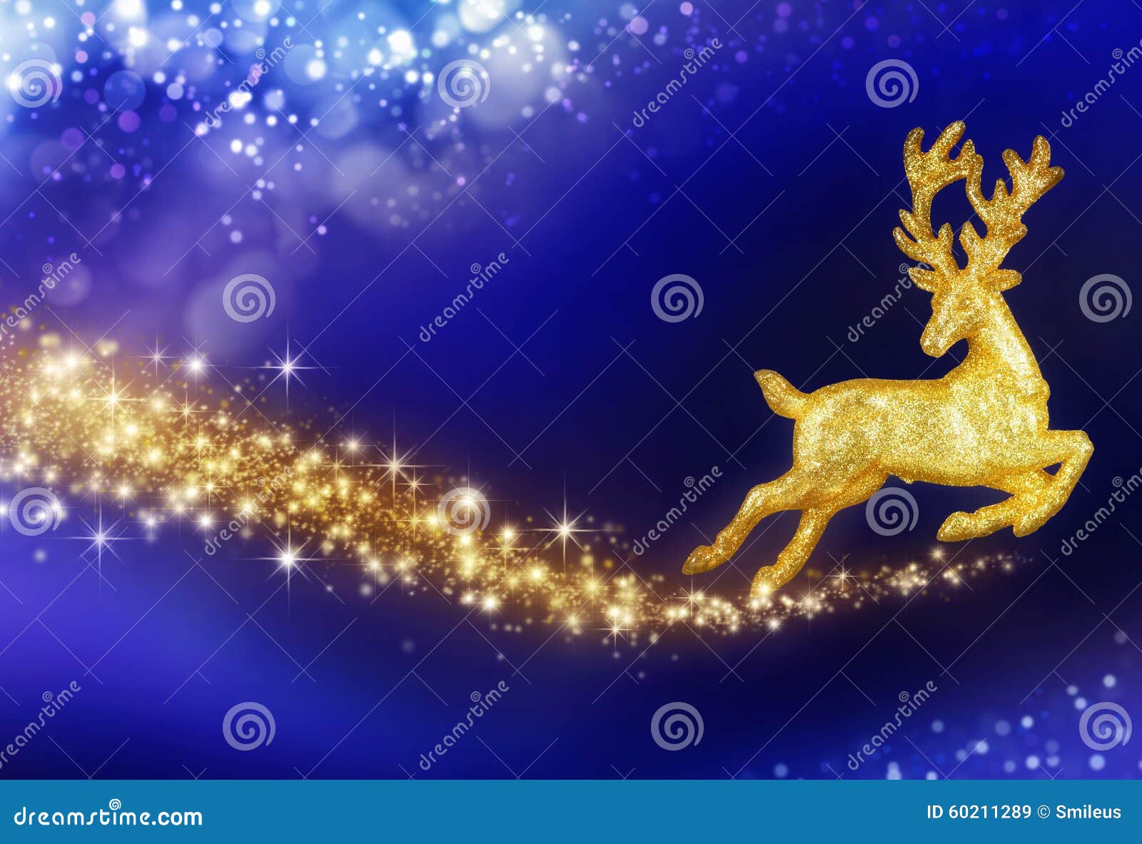 christmas fantasy with golden reindeer