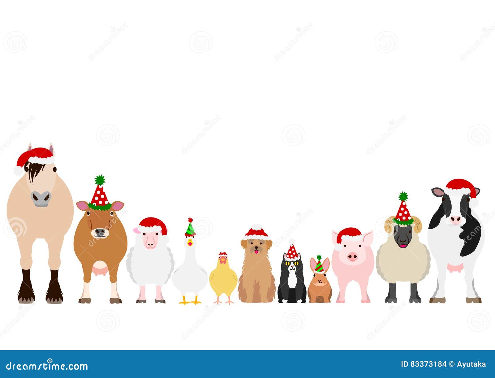 christmas farm animals border set