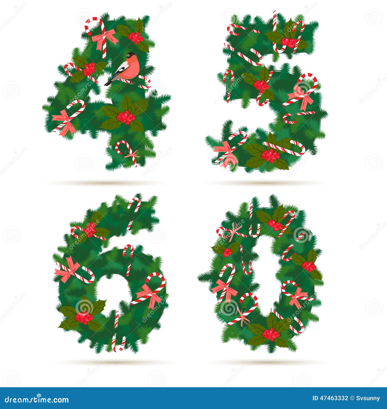 Christmas Festive Wreath Numbers: 4, 5, 6, 0. Stock ...