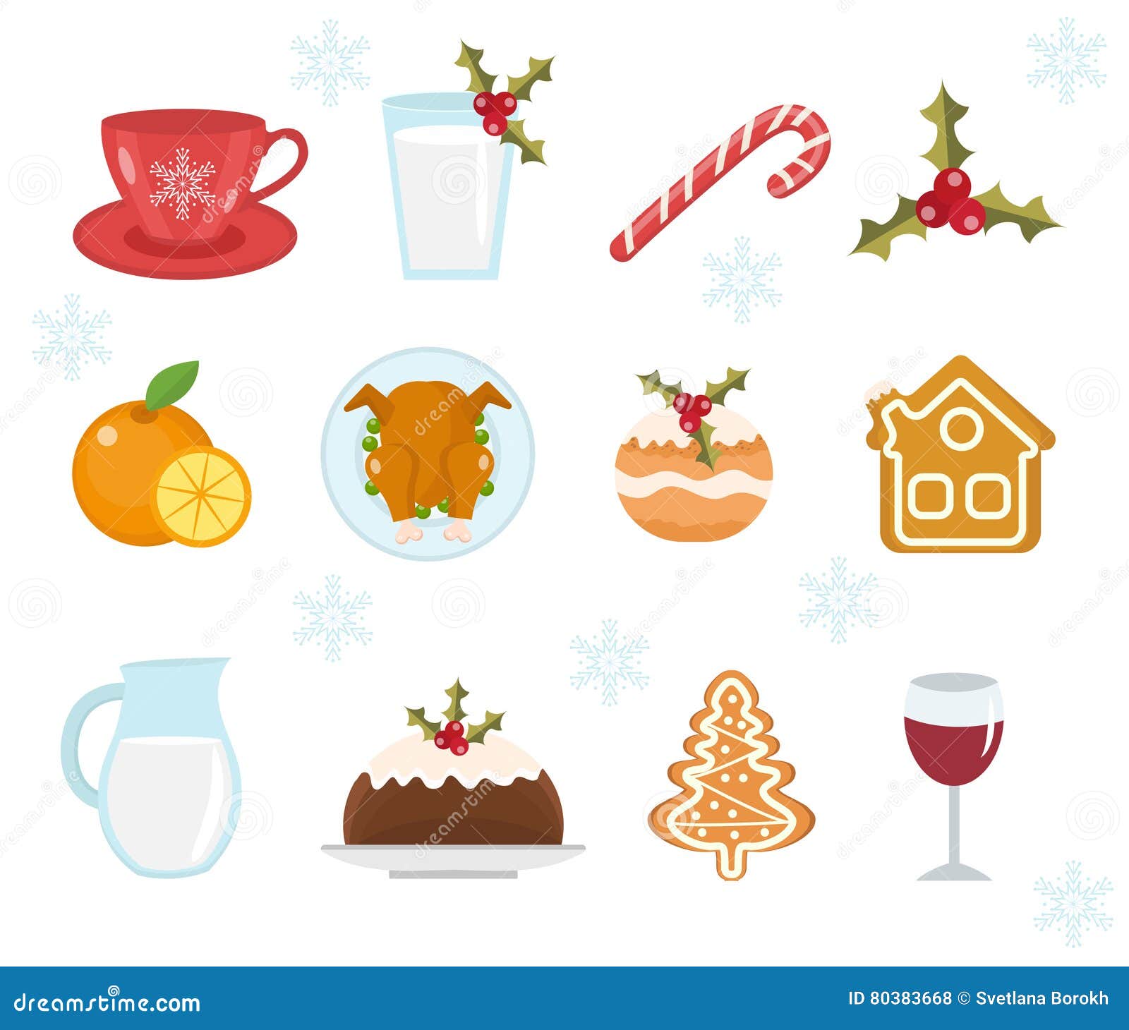 Christmas Food Icons Set. Set of Traditional Christmas Food and ...