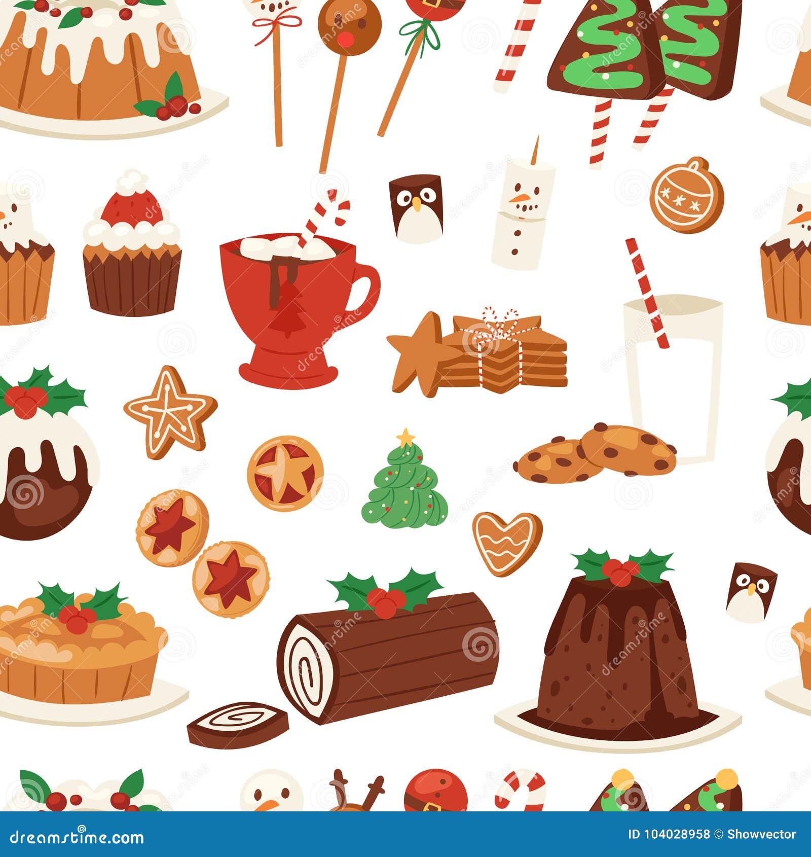 Christmas Food Vector Desserts Holiday Decoration Xmas Family Diner ...