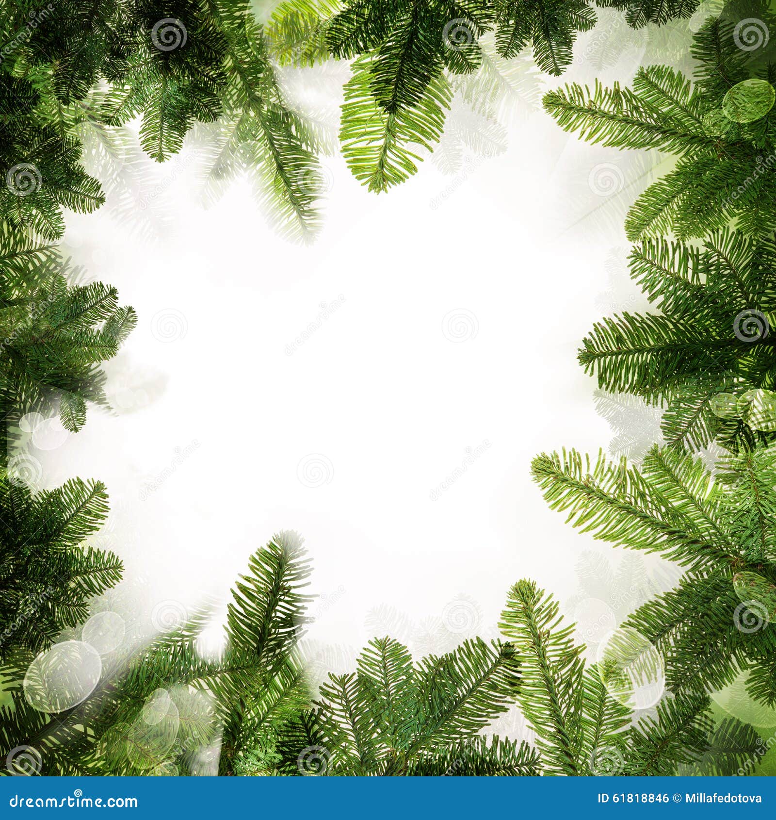 Christmas Frame. Background Border Of Green Xmas Tree Stock Photo ...