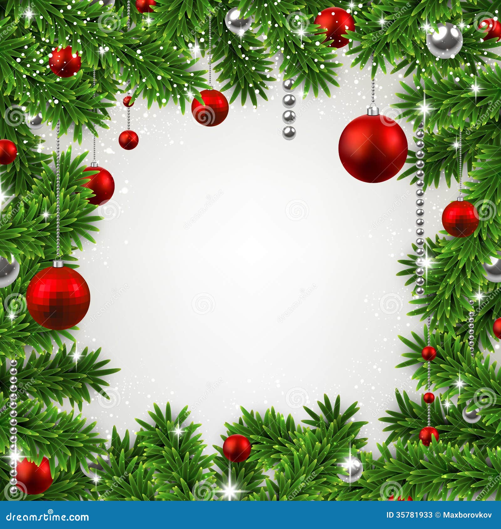 vector table calendar Vector Branches Frame Christmas And Stock With Fir Balls.