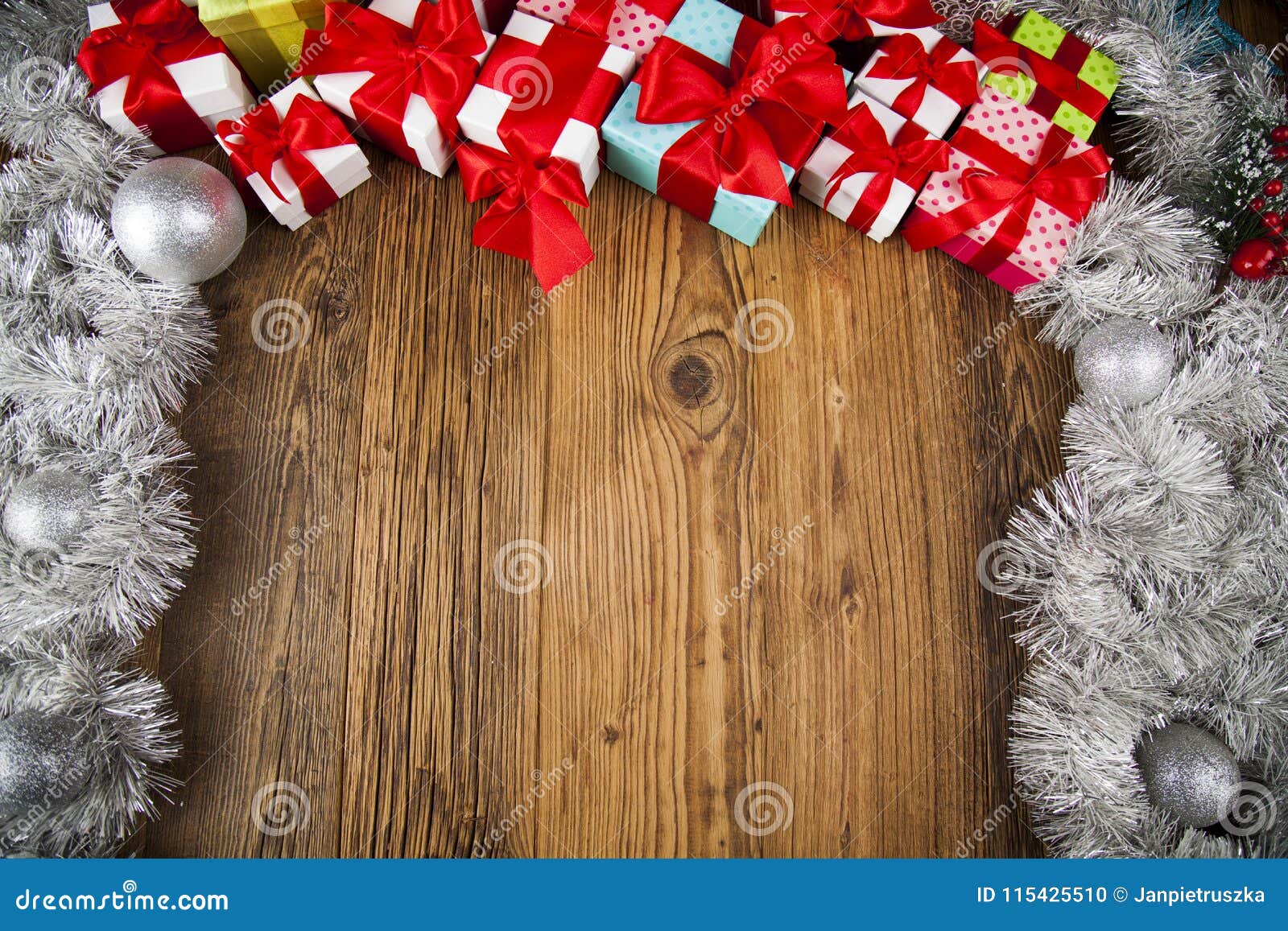 Merry Christmas Frame, Gift Box with Red Ribbon Stock Photo Image of