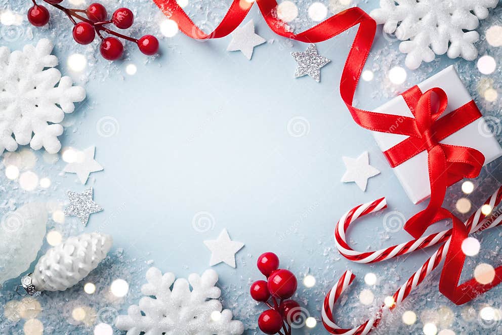 Christmas Frame, Greeting Card. Gift or Present Box and Holiday ...