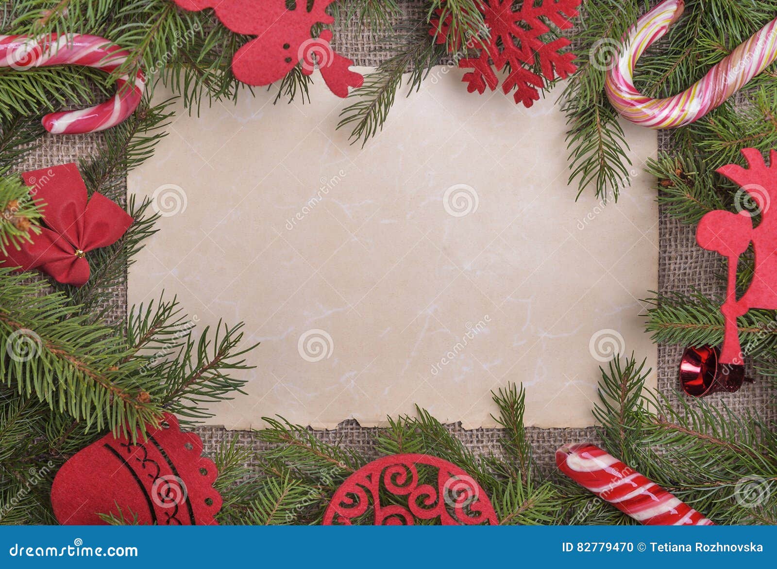 Christmas Frame with a Sheet of Paper. Stock Photo - Image of holiday