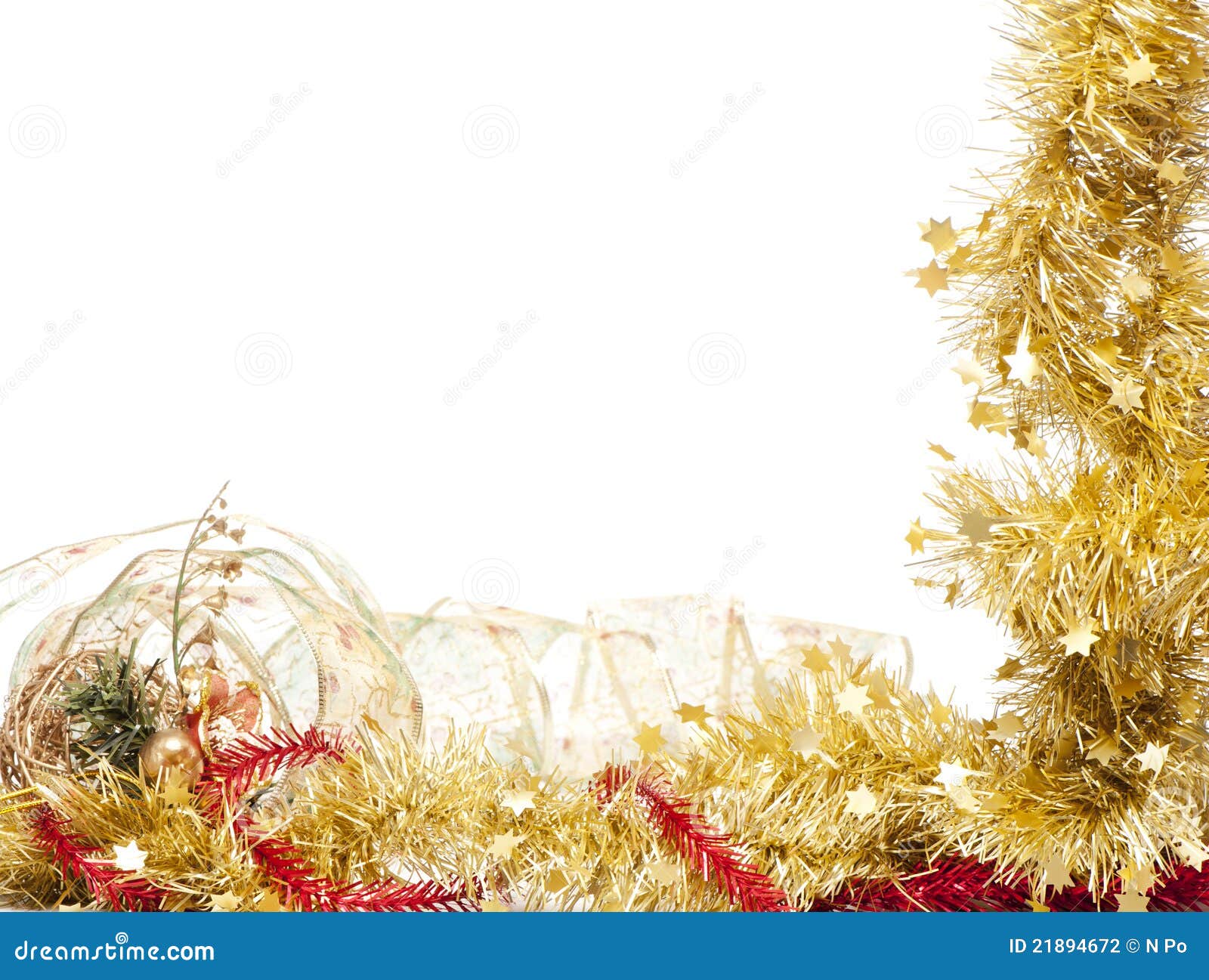 Christmas Frame Of Shining Golden Tinsel Stock Photography Image