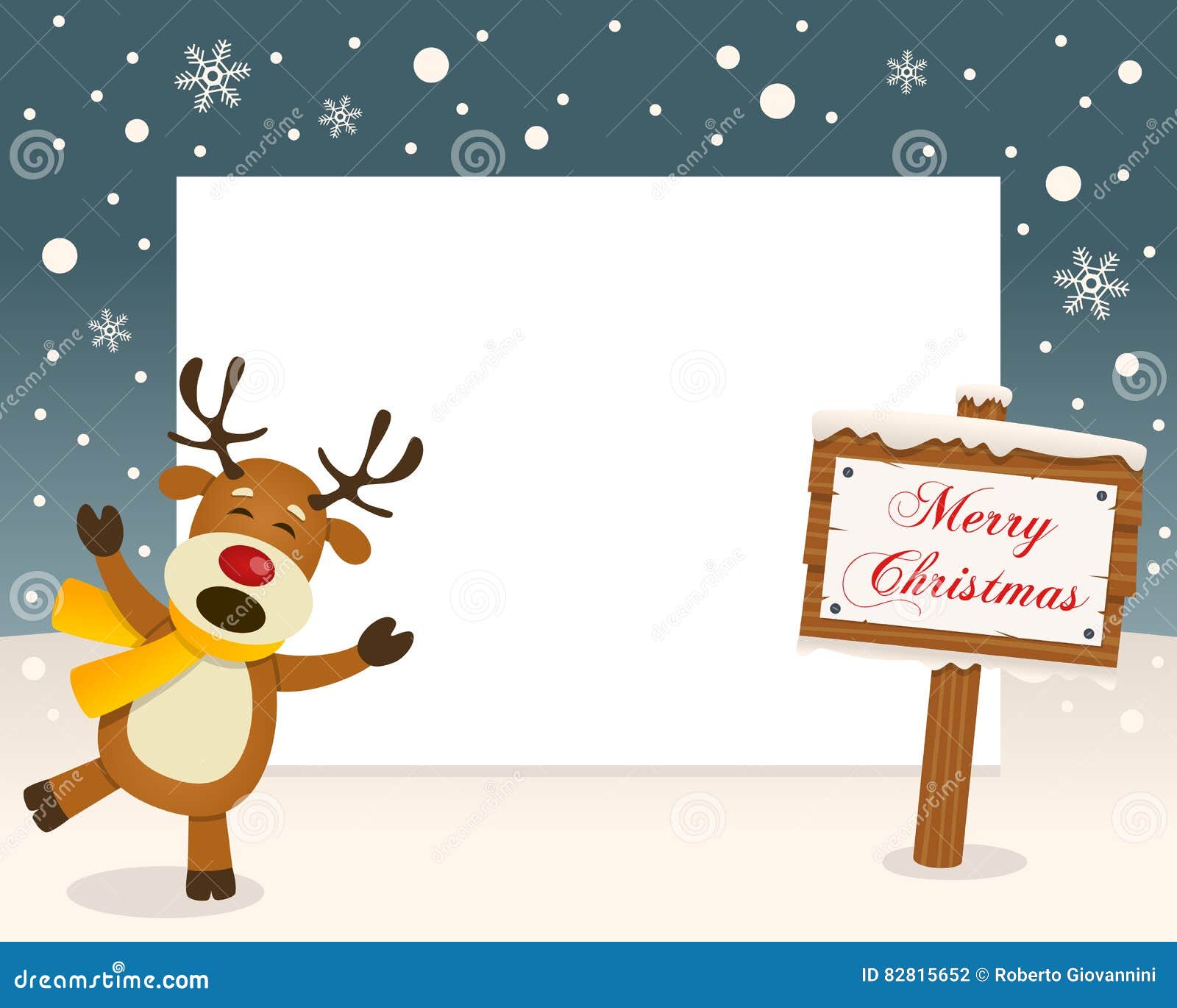 Download Christmas Frame Sign & Cute Reindeer Stock Vector Illustration of happiness card