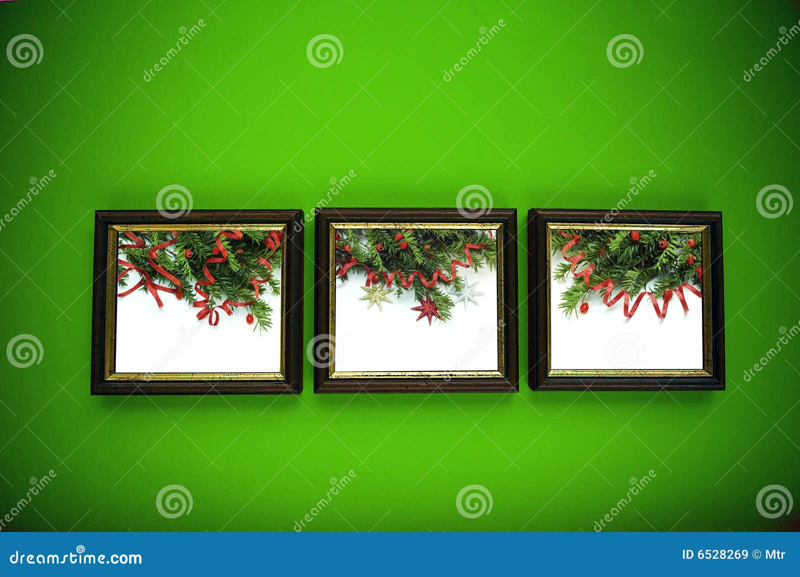 Christmas Frames on Green Wall Stock Image Image of creativity