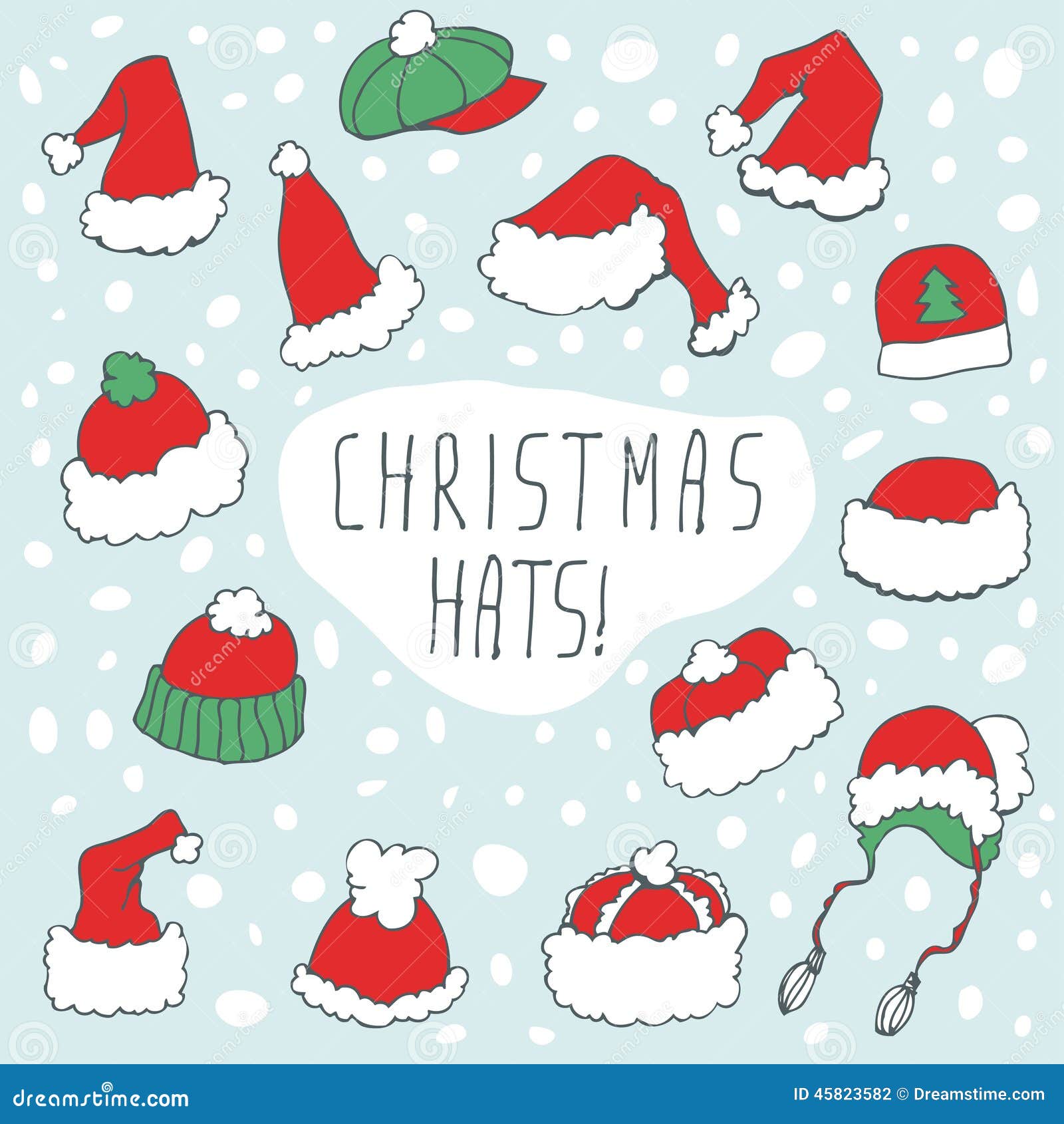 Christmas Funny Hat Set stock vector. Illustration of costume - 45823582