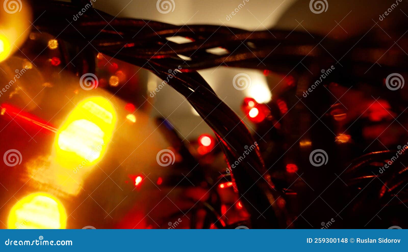 Light Bulb Decor, the String of Lights on a Dark Background. Christmas