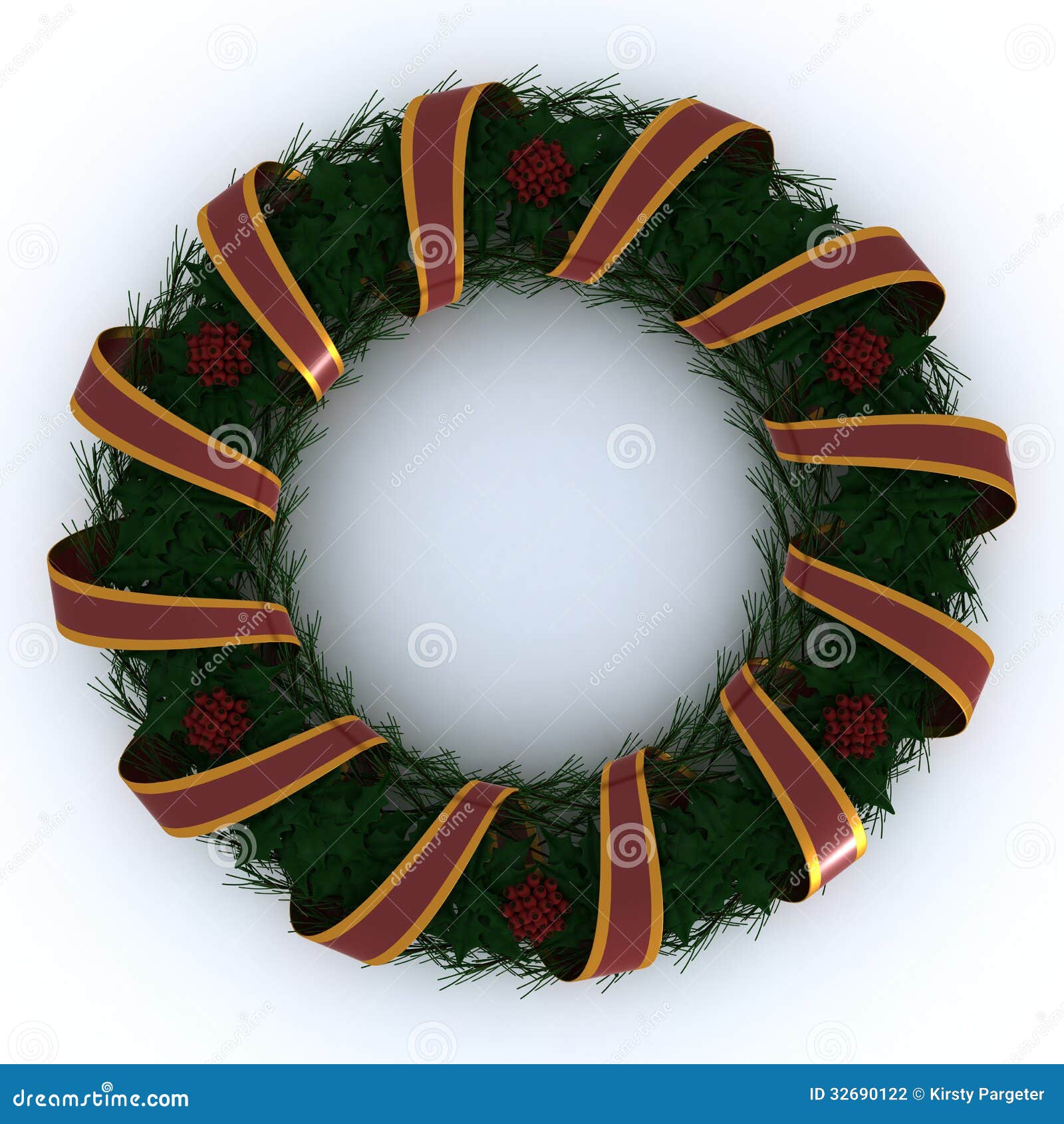 Christmas Garland Wrapped in Ribbon Stock Illustration Illustration