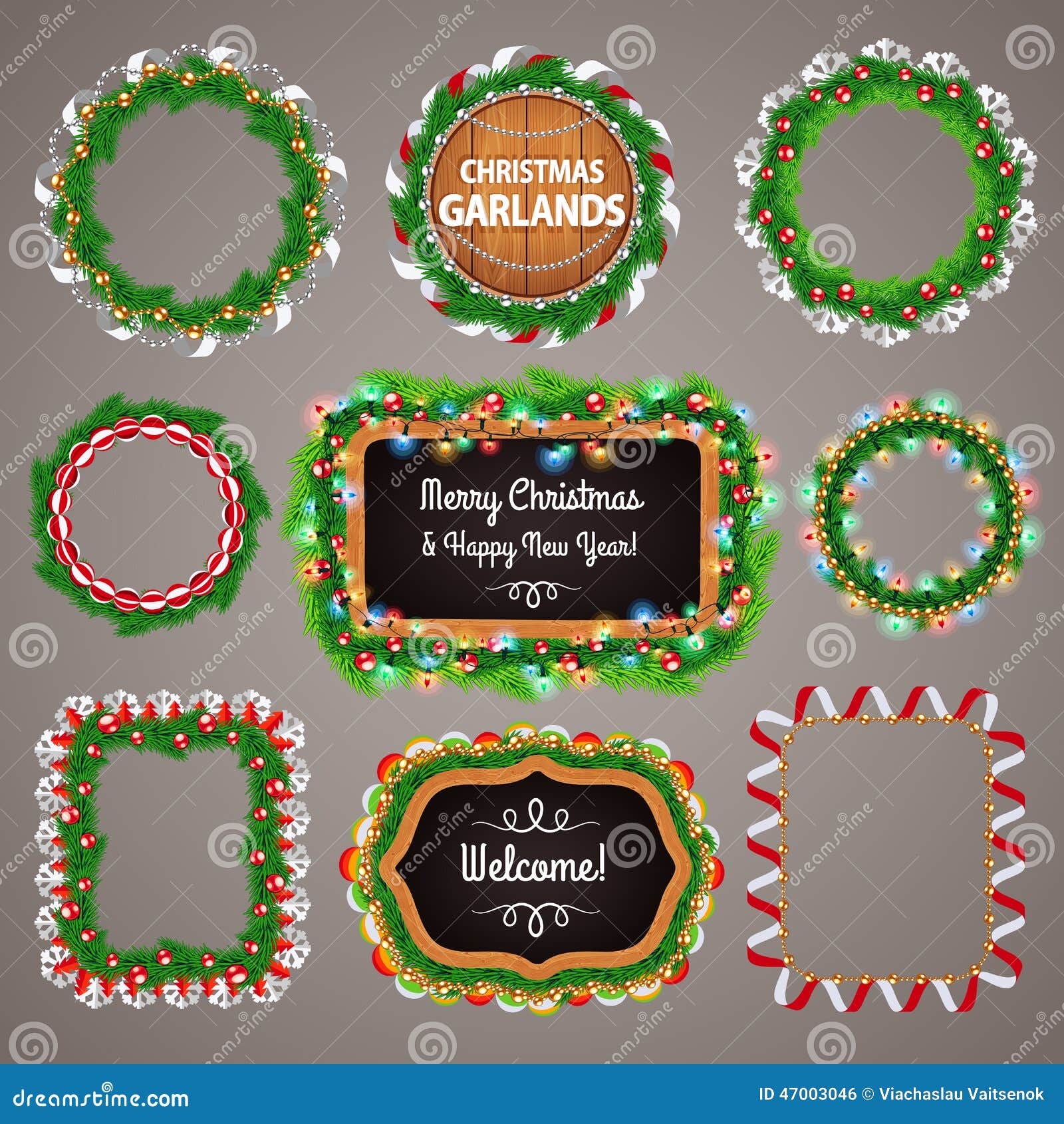 Christmas Garlands Frames Blackboard Stock Illustrations 2 Christmas
