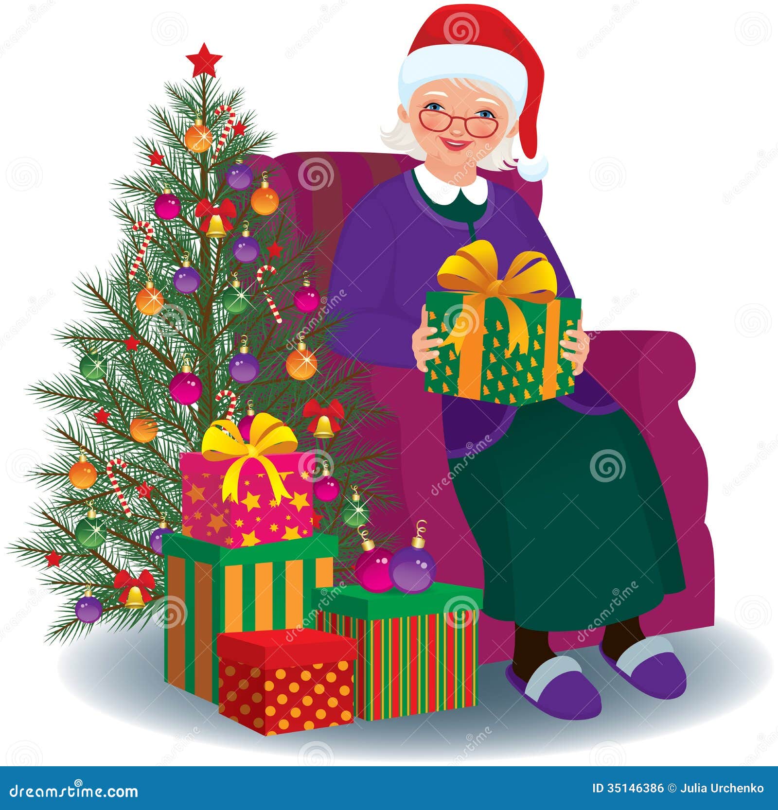 Christmas Gift for the Beloved Granny Stock Vector - Illustration of christmas, grandmother: 35146386 Christmas Gift for the Beloved Granny Stock Vector - Illustration of christmas, grandmother: 35146386