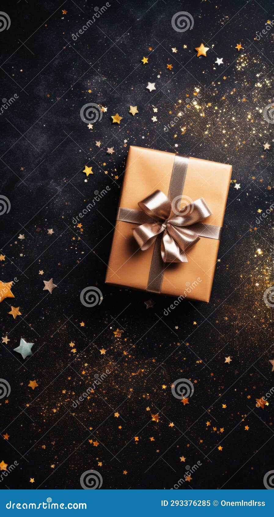 Christmas Gift Box on a Black Background Stock Image Image of