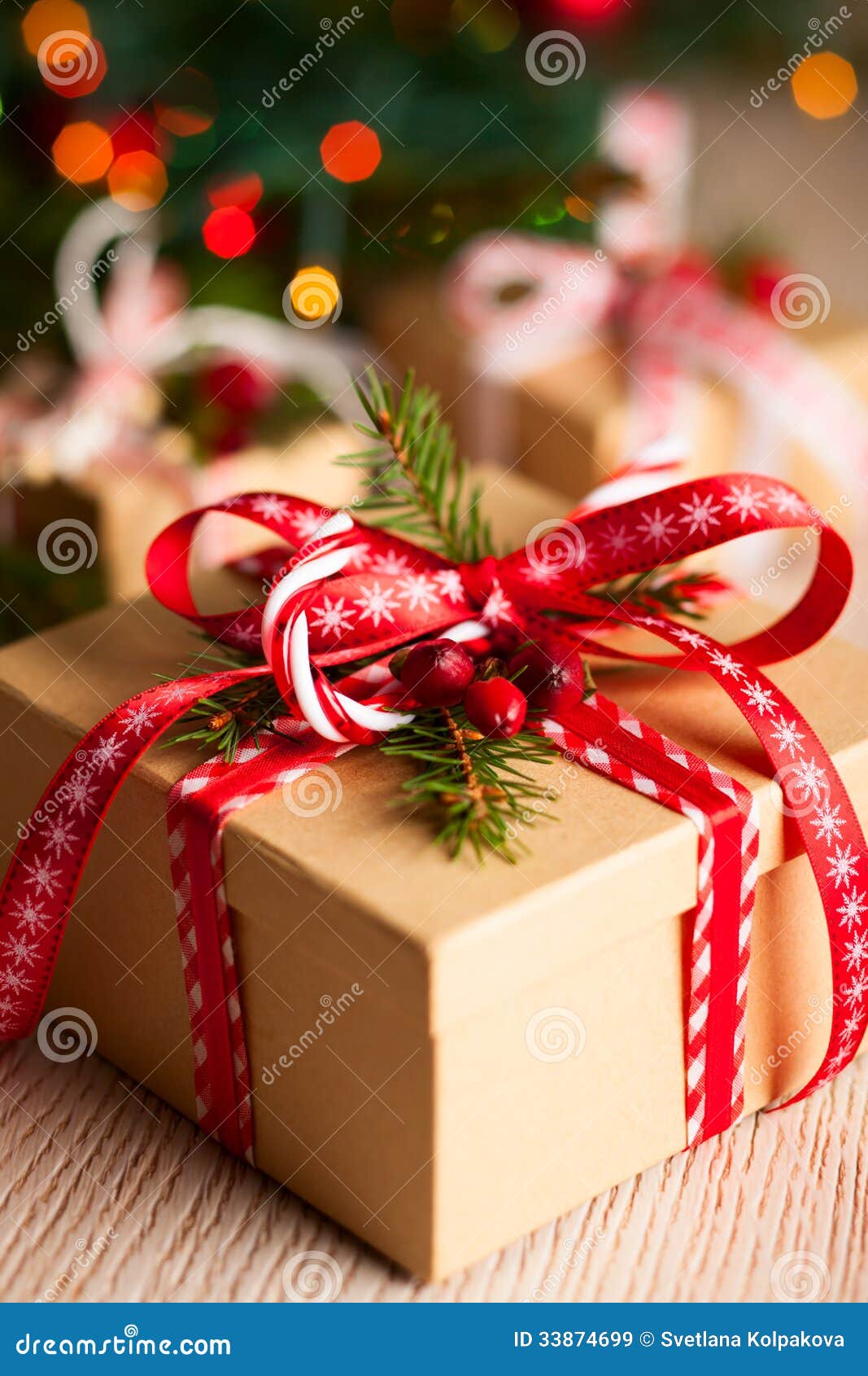 Christmas gift box stock image. Image of branch, decor - 33874699