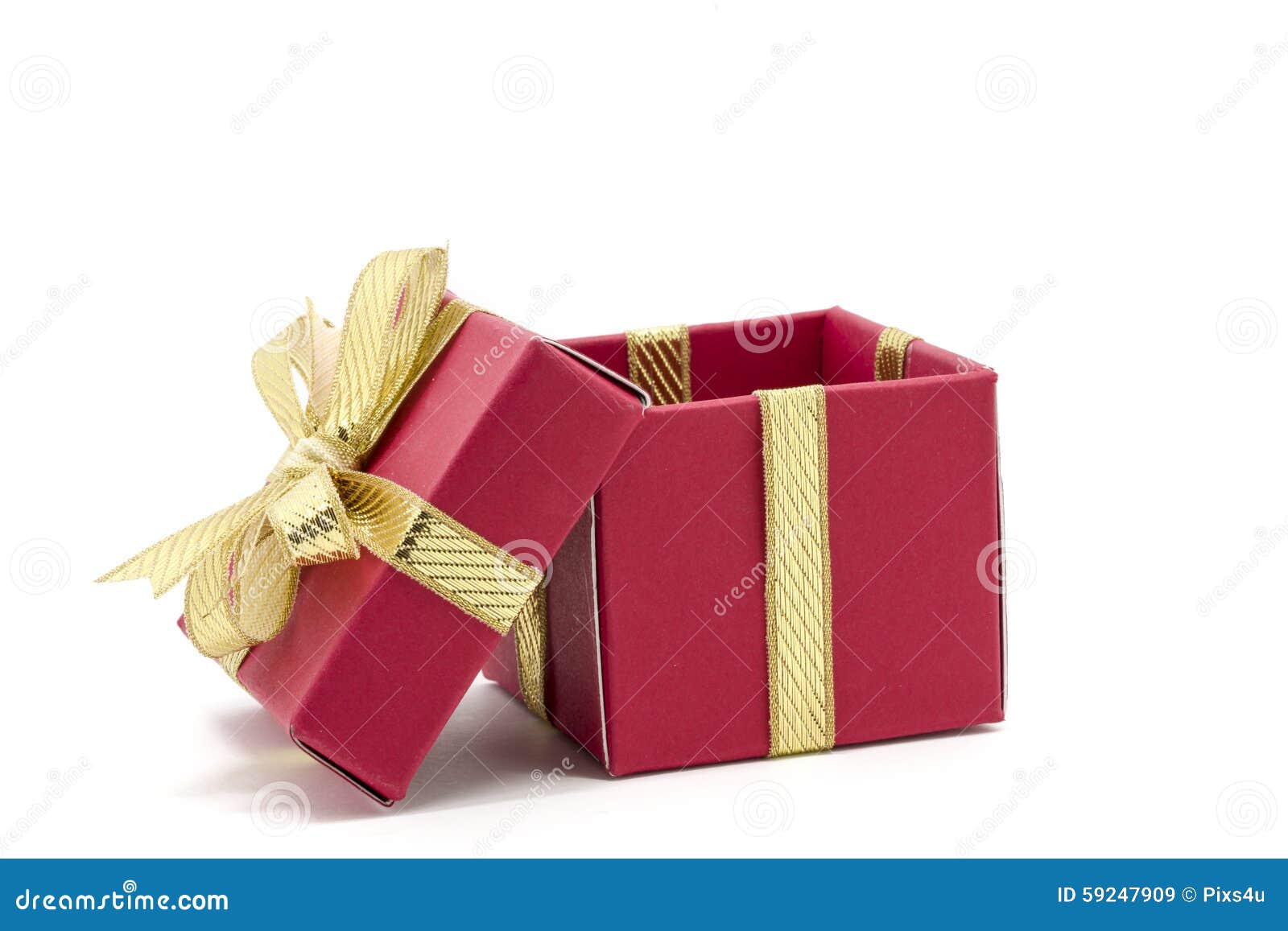 Christmas Gift Box with a Gold Ribbon Bow Stock Image Image of happy