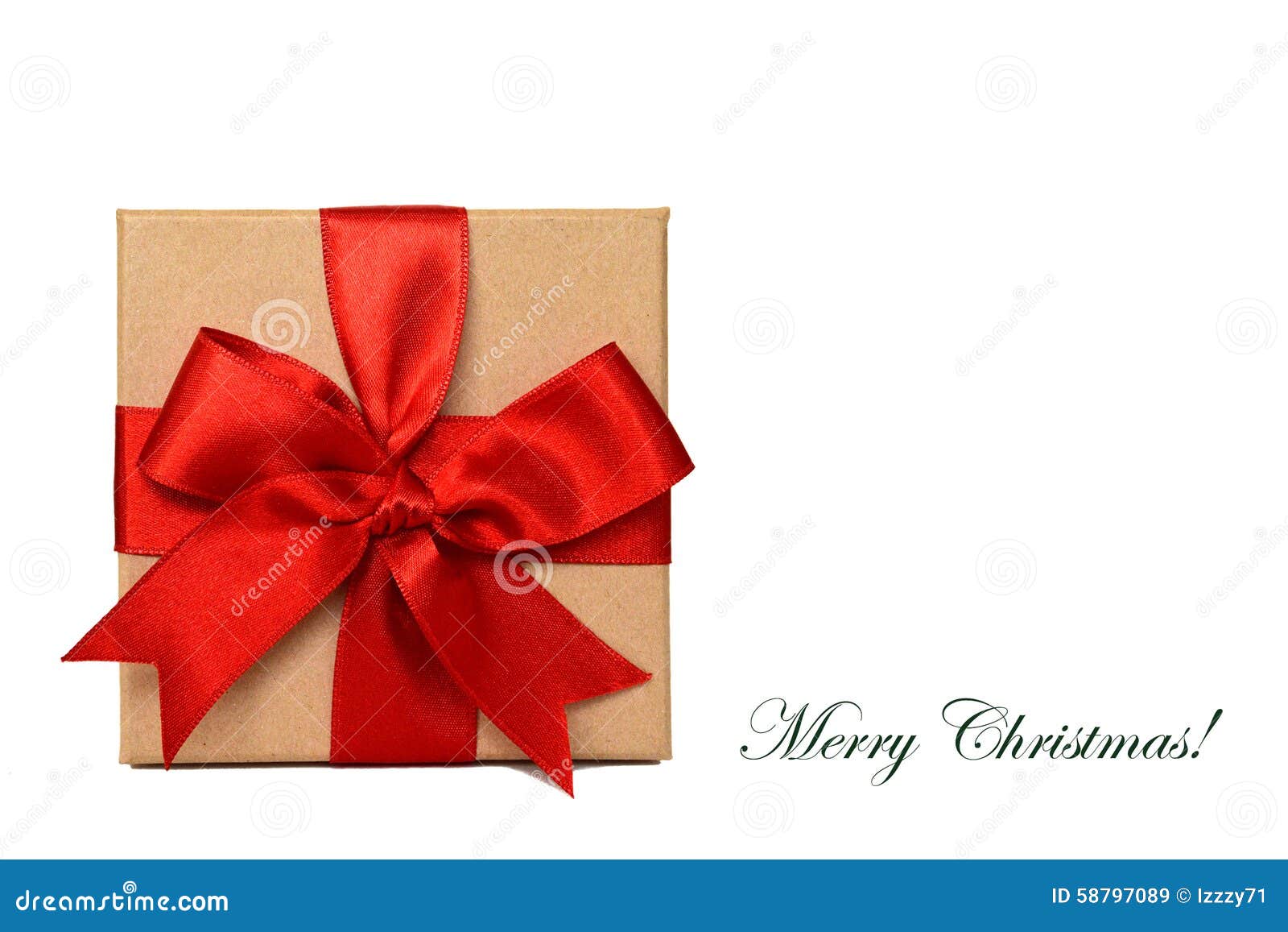 Christmas Gift Box and Merry Christmas Text Stock Image Image of